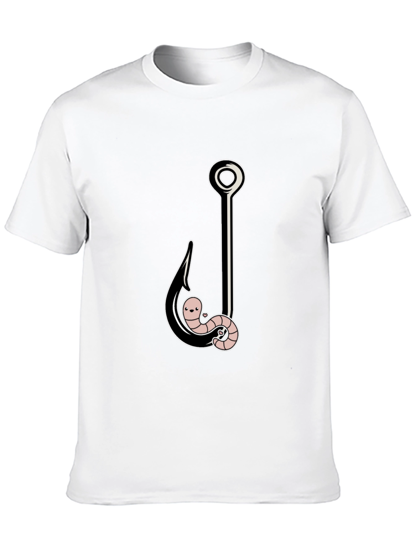 Black Funny Worm On A Hook Black T-Shirt view 10