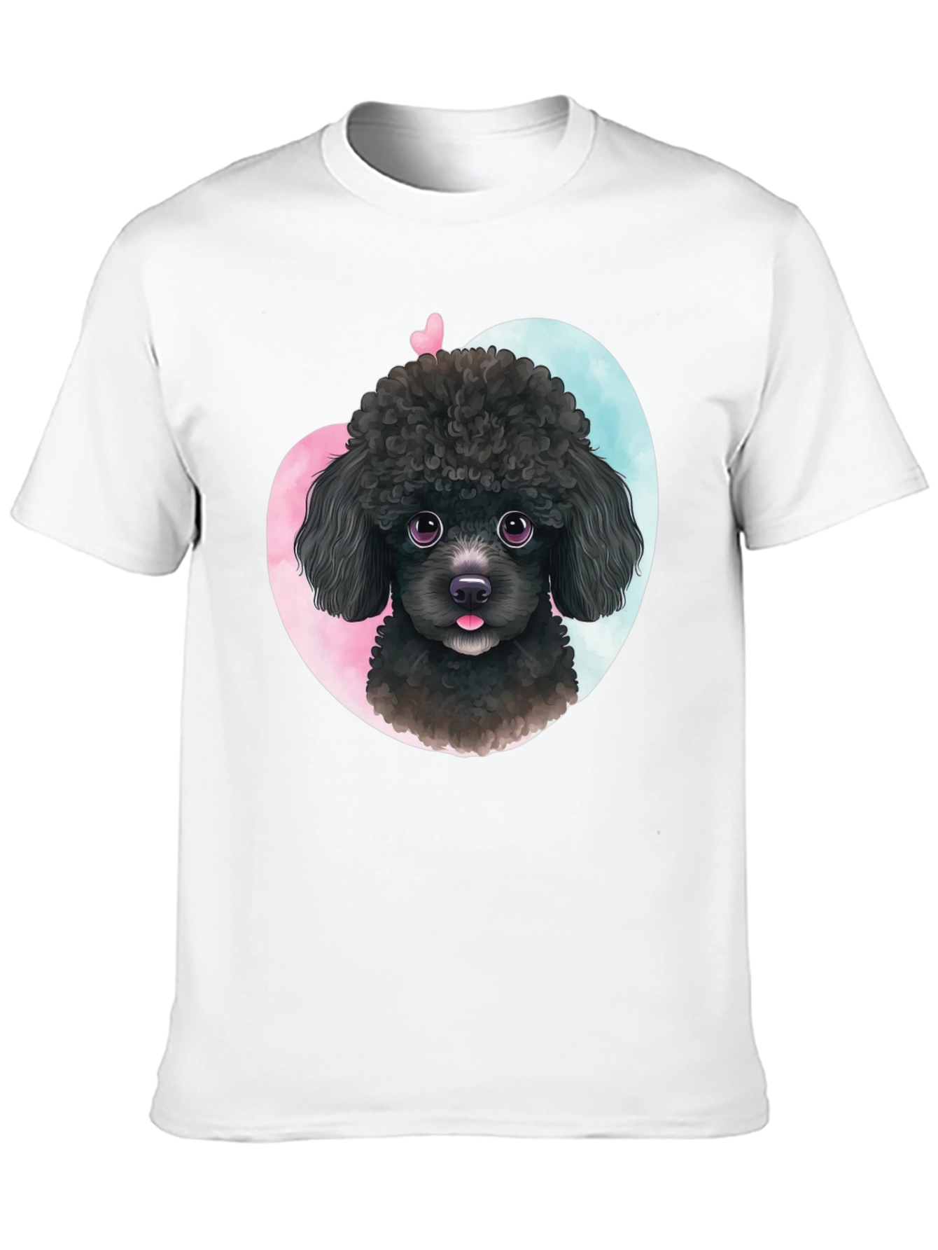 Black Cute Poodle Heart T-Shirt - Black view 10