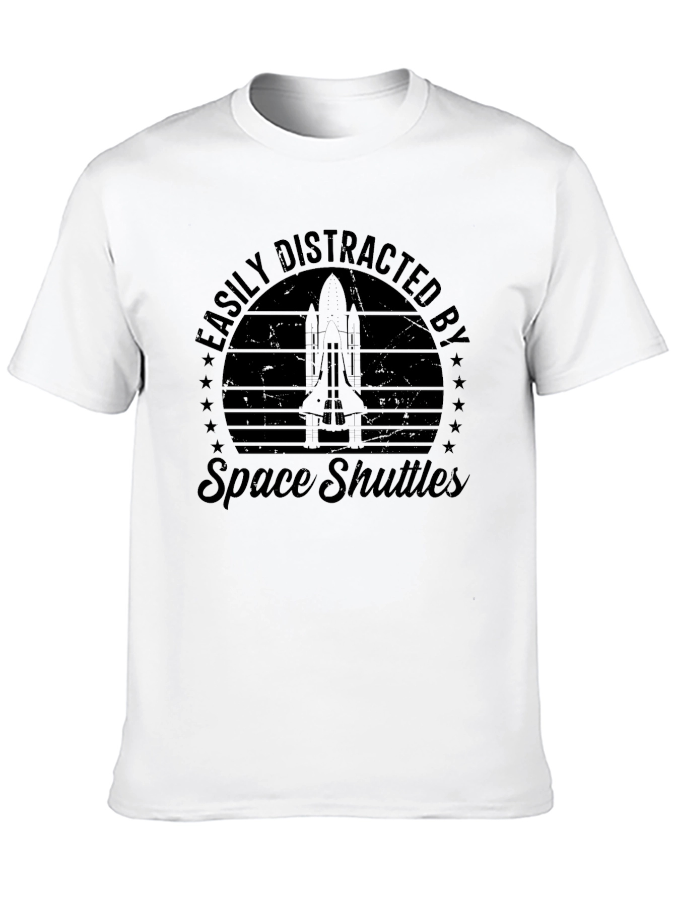 Black Easily Distracted by Space Shuttles T-Shirt view 10