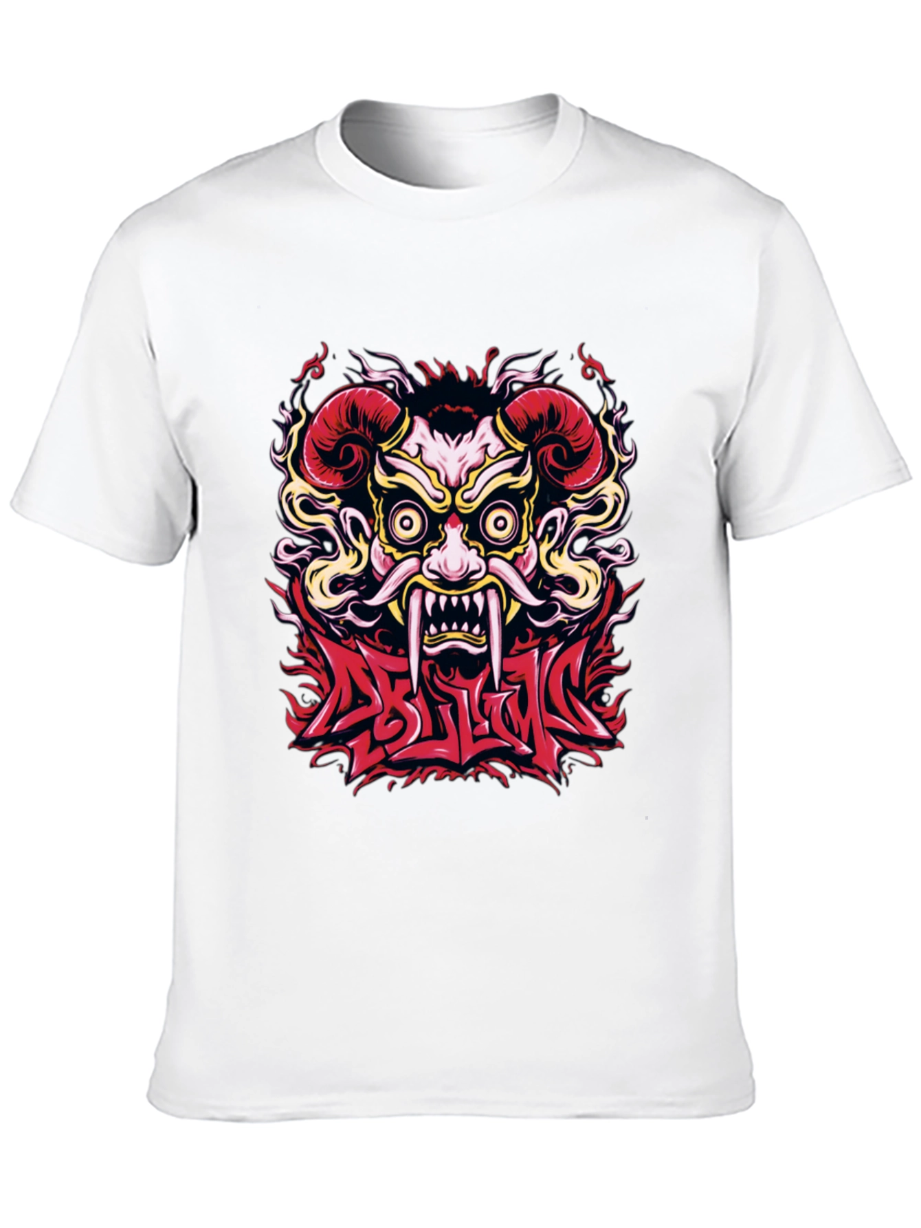 Black  Oni Mask Graphic T-Shirt - Bold Design view 10