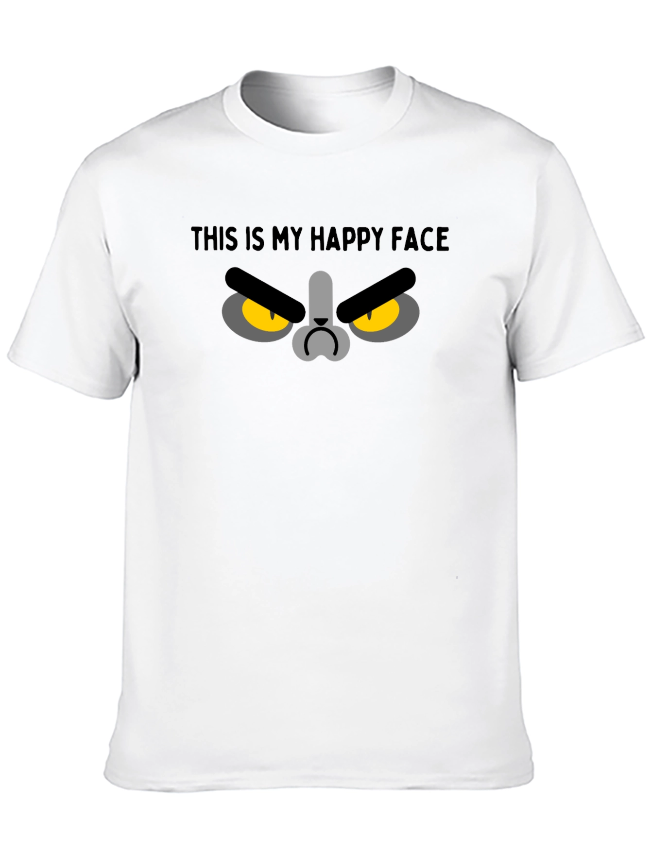 Black Funny Grumpy Cat Face T-Shirt - This Is My Happy Face view 10