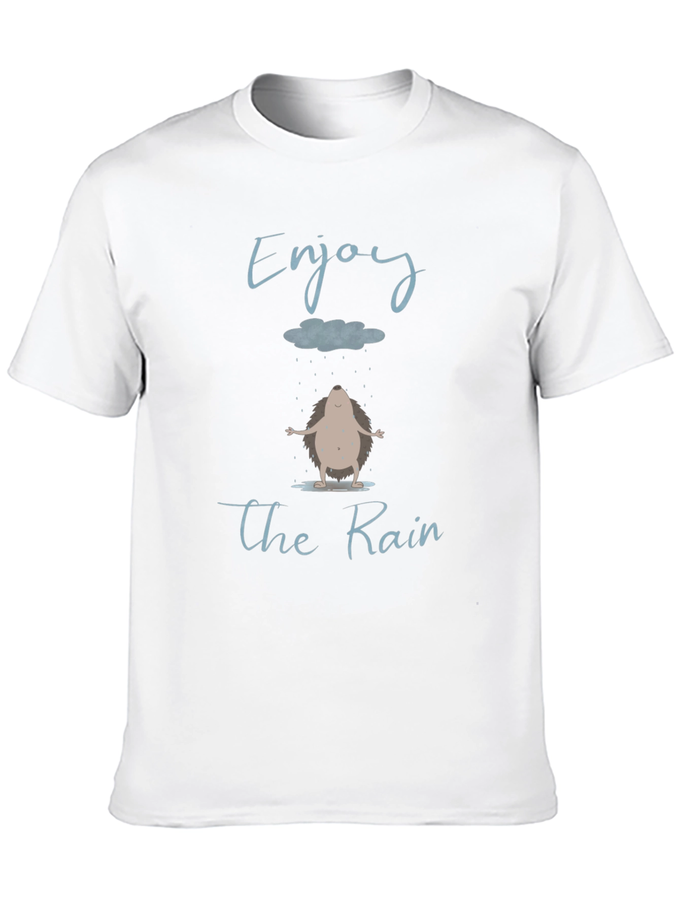 Black Enjoy the Rain T-Shirt - Hedgehog Design view 10