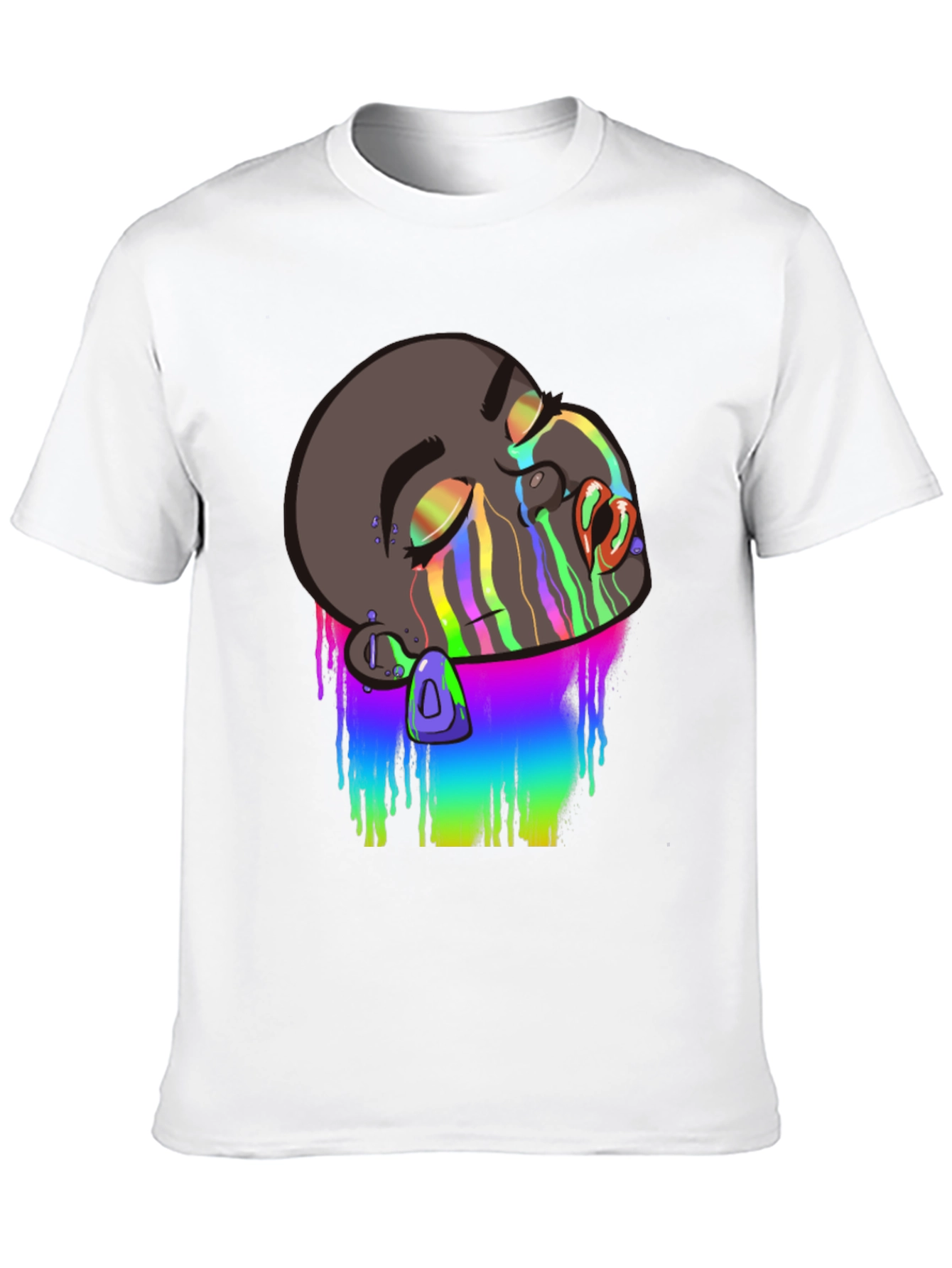 Black Melting Rainbow Drip Graphic T-Shirt view 10