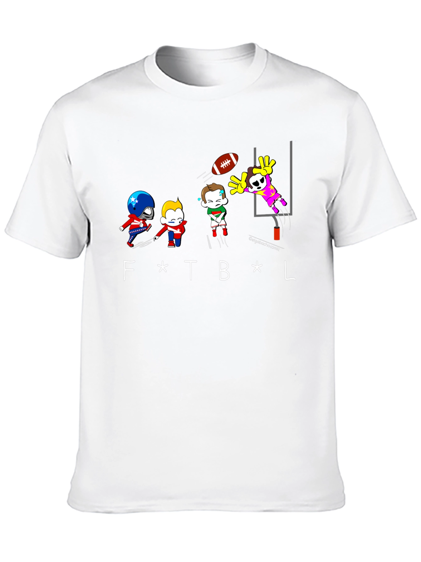 Black Funny Football Cartoon Black T-Shirt view 10