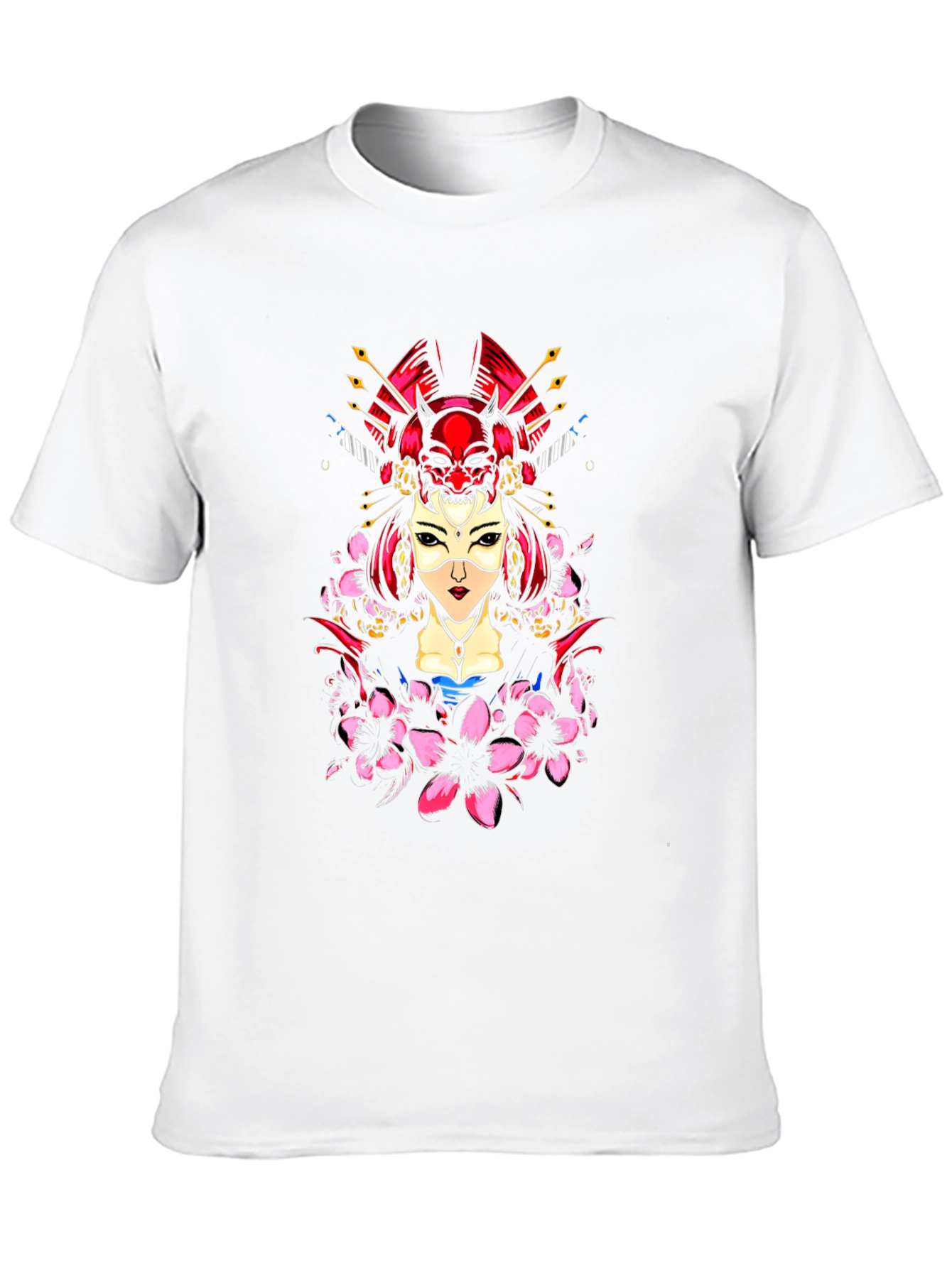 Black Geisha Oni Mask Graphic Tee - Black view 10