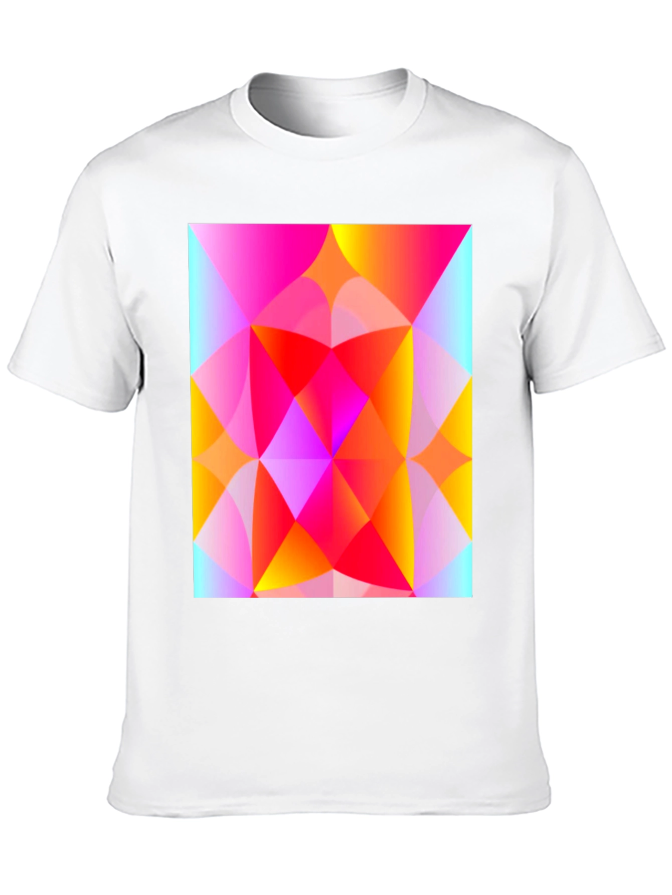 Black Geometric Art T-Shirt - Vibrant Triangle Design view 10