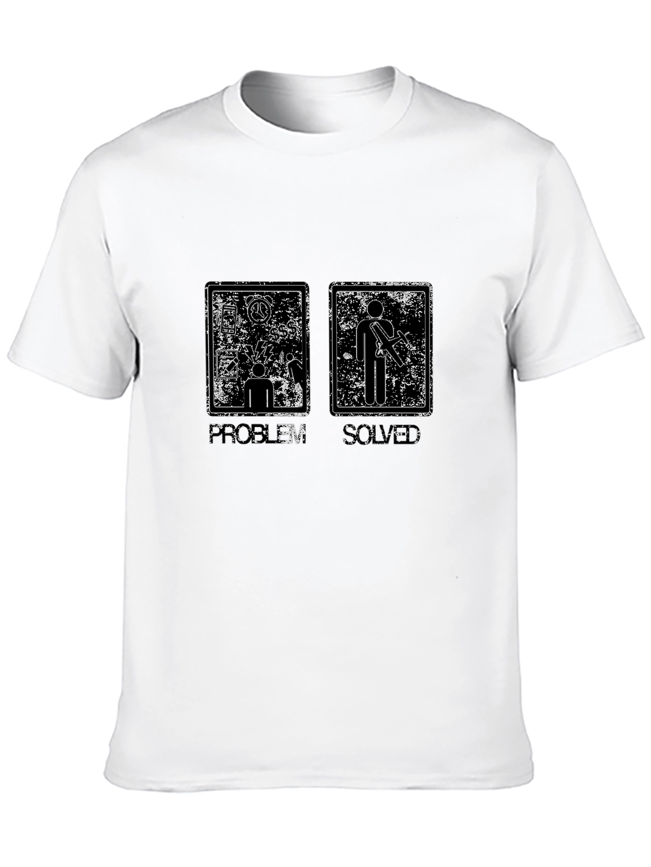 Black Problem Solved T-Shirt - Graphic Novelty Tee view 10
