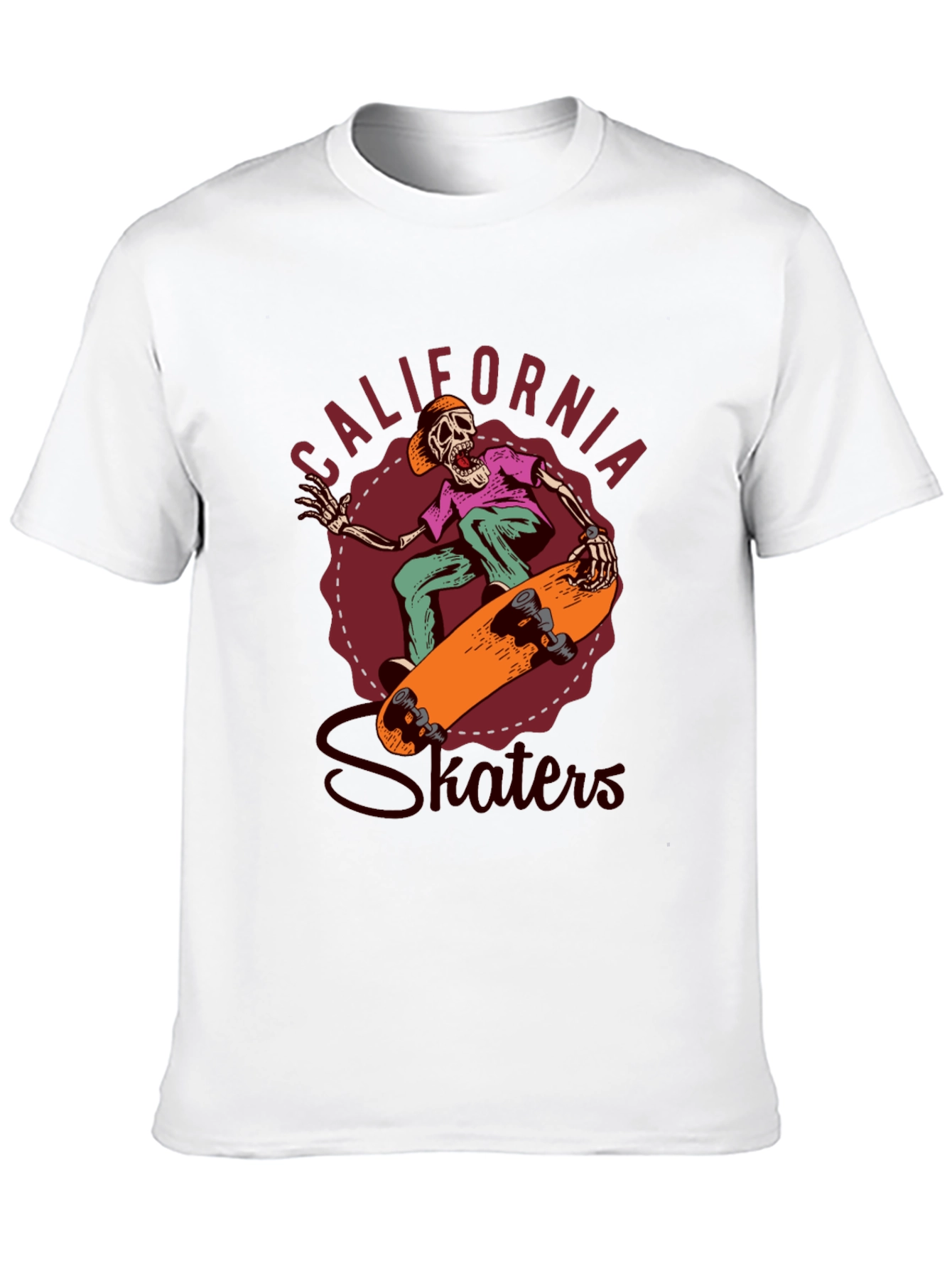 Black California Skaters Graphic Tee - Cool Skeleton Design view 10