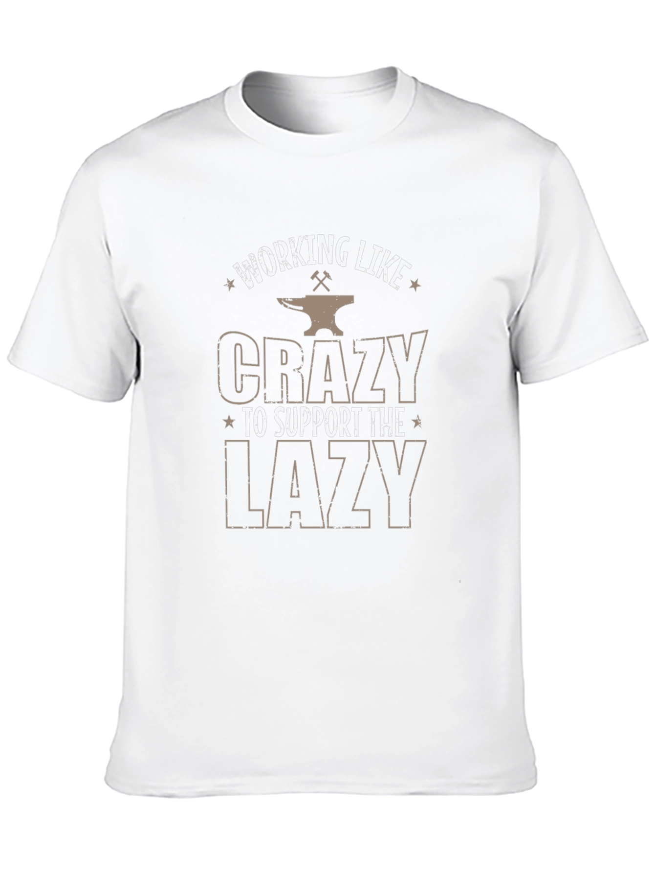 Black Working Like Crazy to Support the Lazy Black T-Shirt view 10