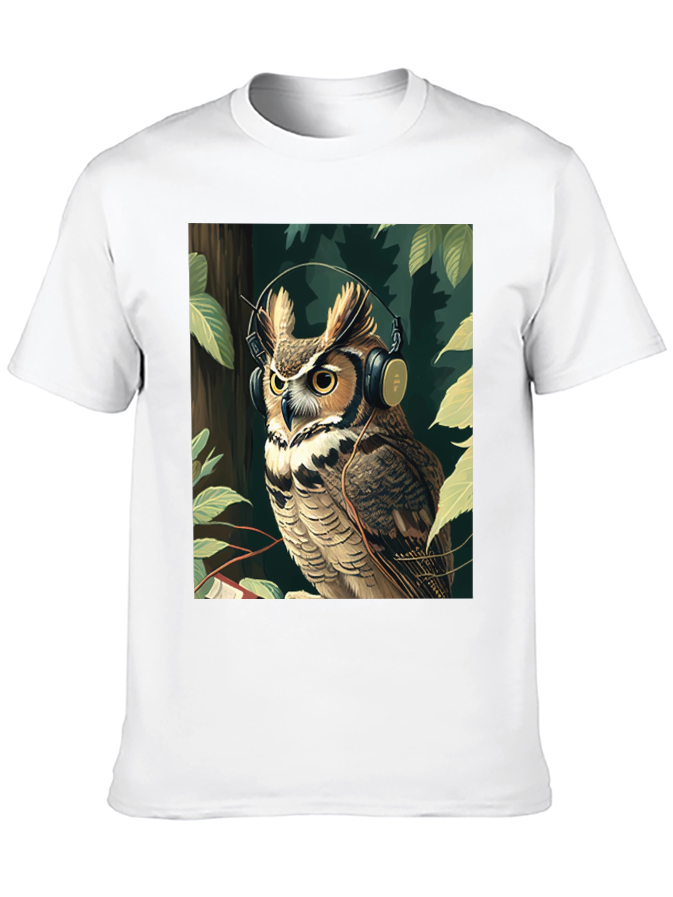 Black Owl with Headphones Graphic Tee - Stylish & Unique view 10
