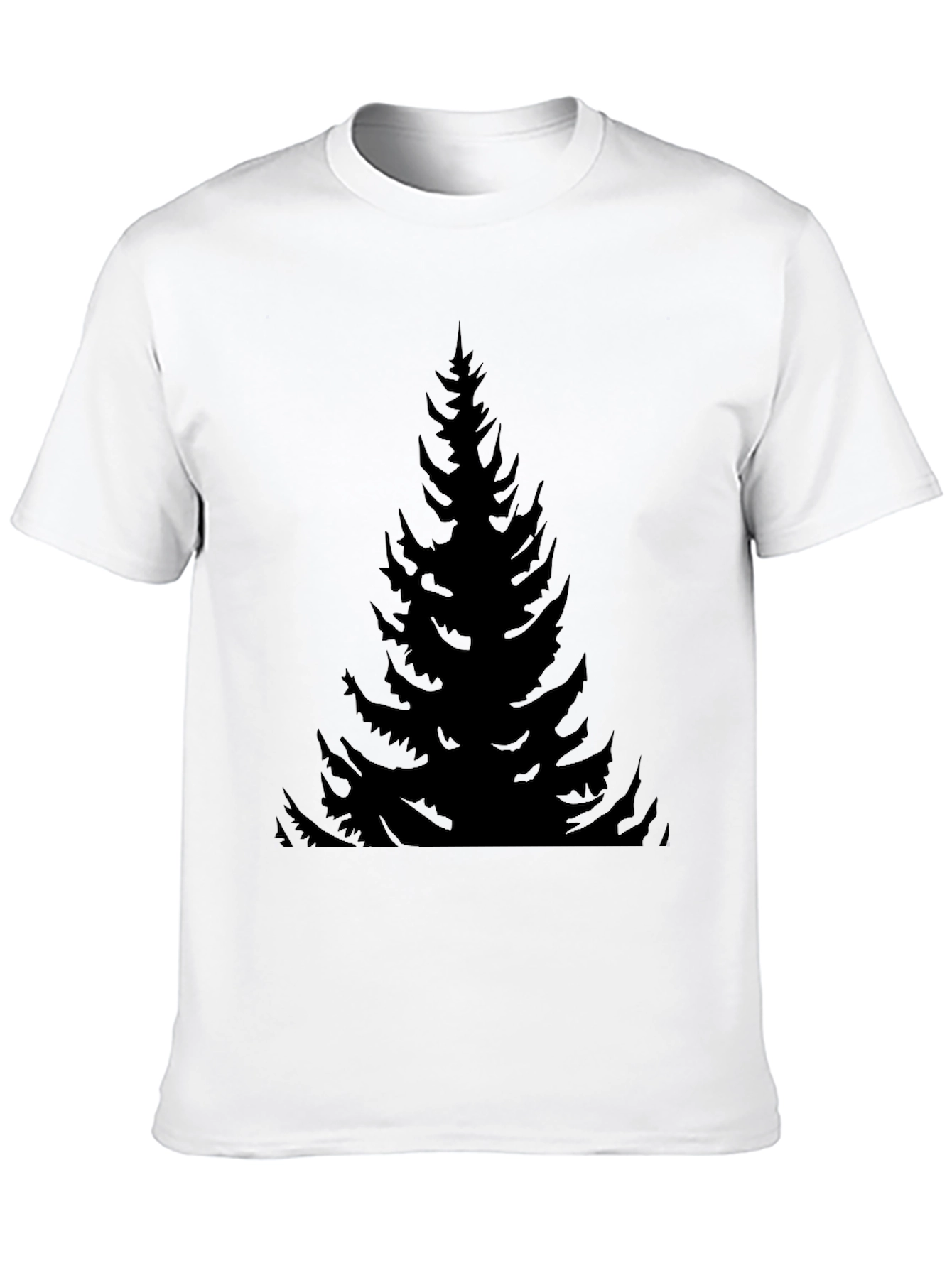 Black Men's Black Pine Tree Graphic T-Shirt view 10