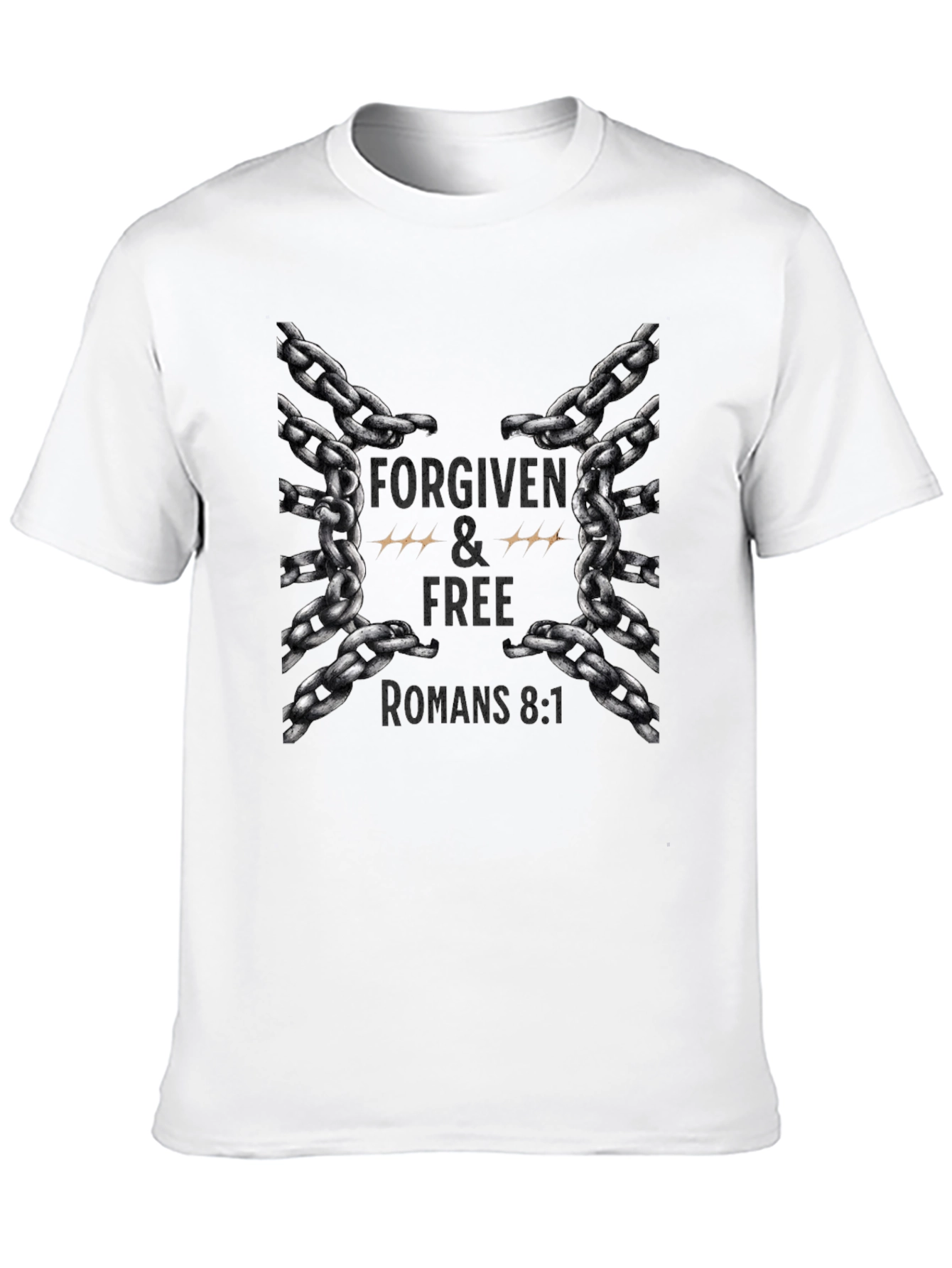 Black Forgiven & Free Chain Graphic Tee - Romans 8:1 view 10
