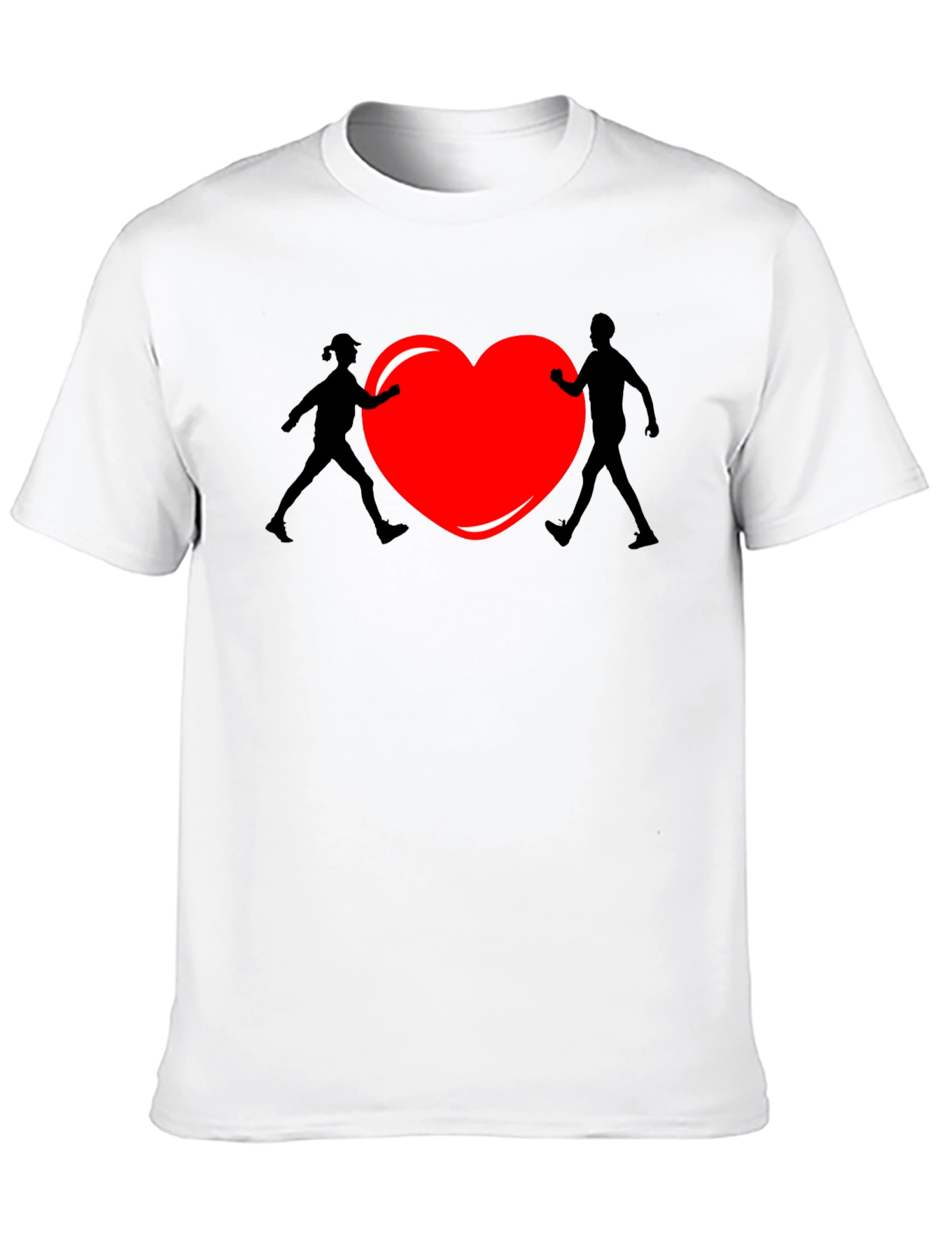 Black Heart Couple Graphic Tee - Unisex Black T-Shirt view 10