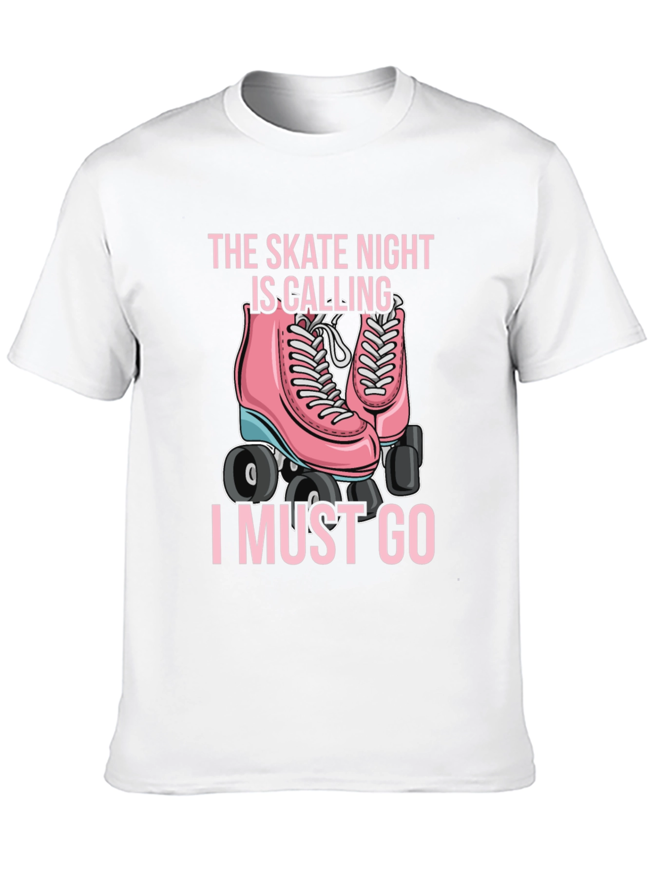 Black Skate Night Calling T-Shirt - Pink Roller Skate Graphic view 10
