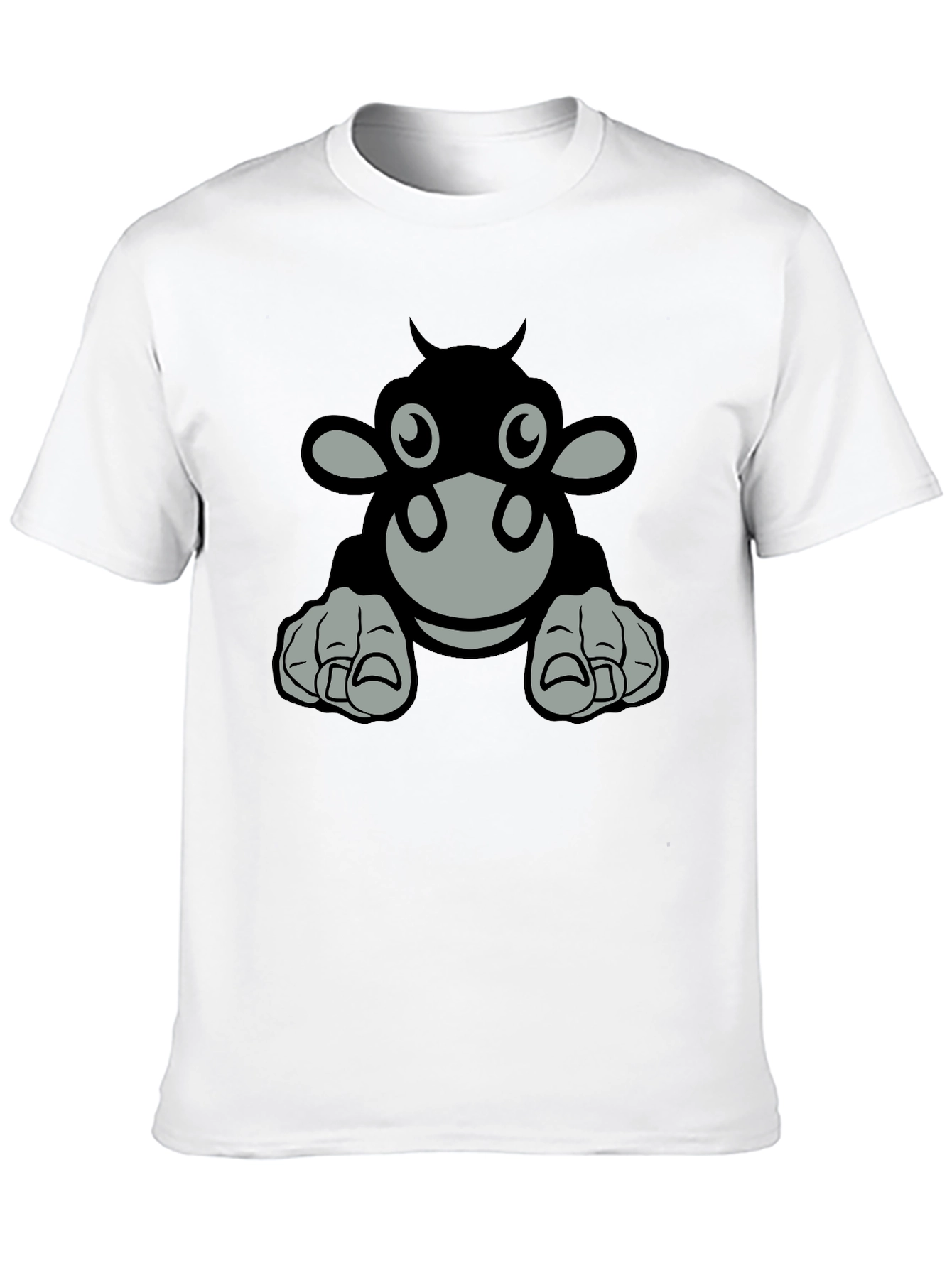 Black Cartoon Cow Graphic Tee - Black T-Shirt view 10