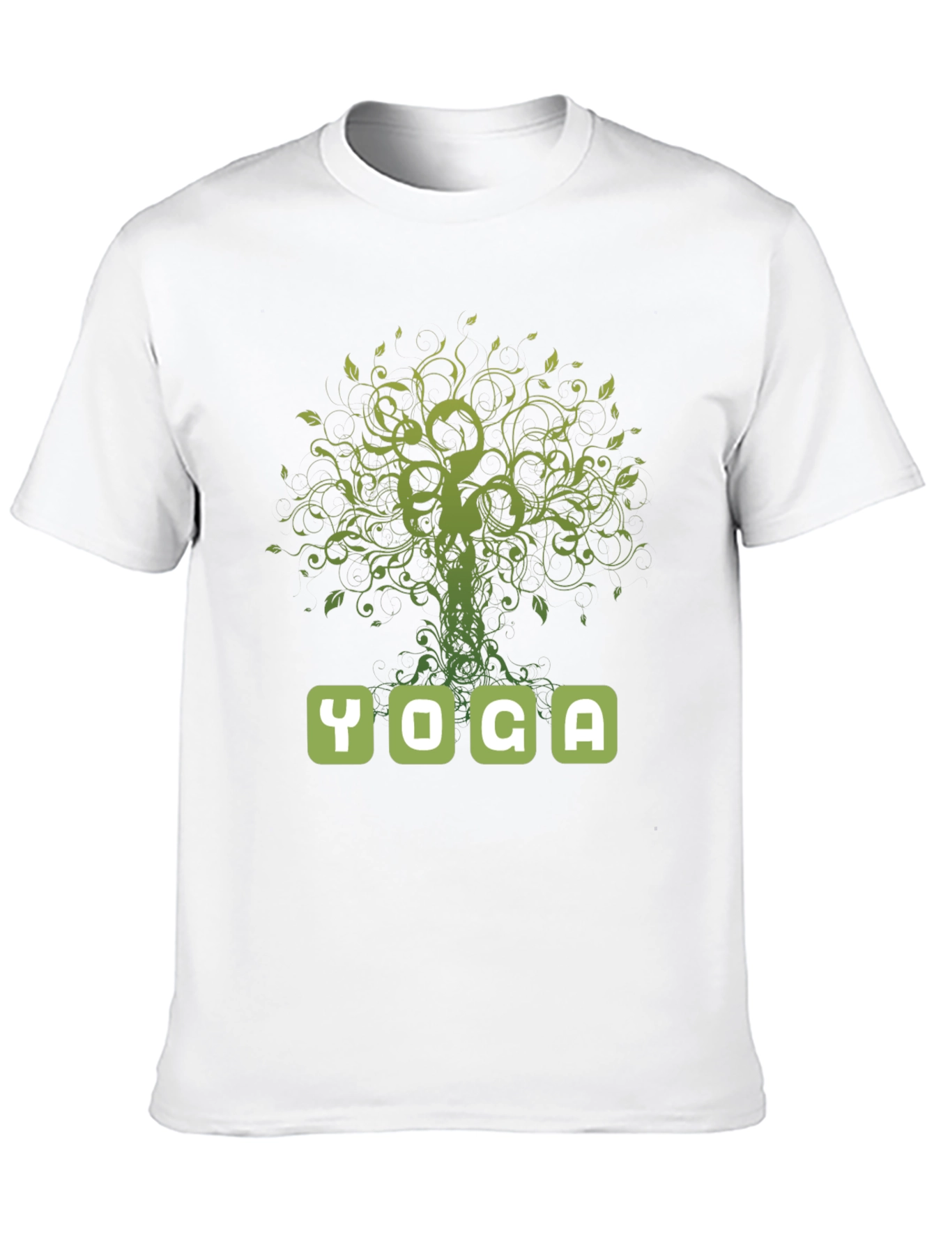 Black Yoga Tree Graphic Tee - Men's Black Cotton T-Shirt view 10