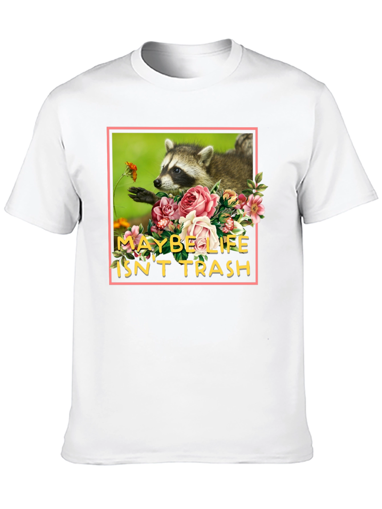 Black Maybe Life Isn't Trash Raccoon Graphic Tee view 10