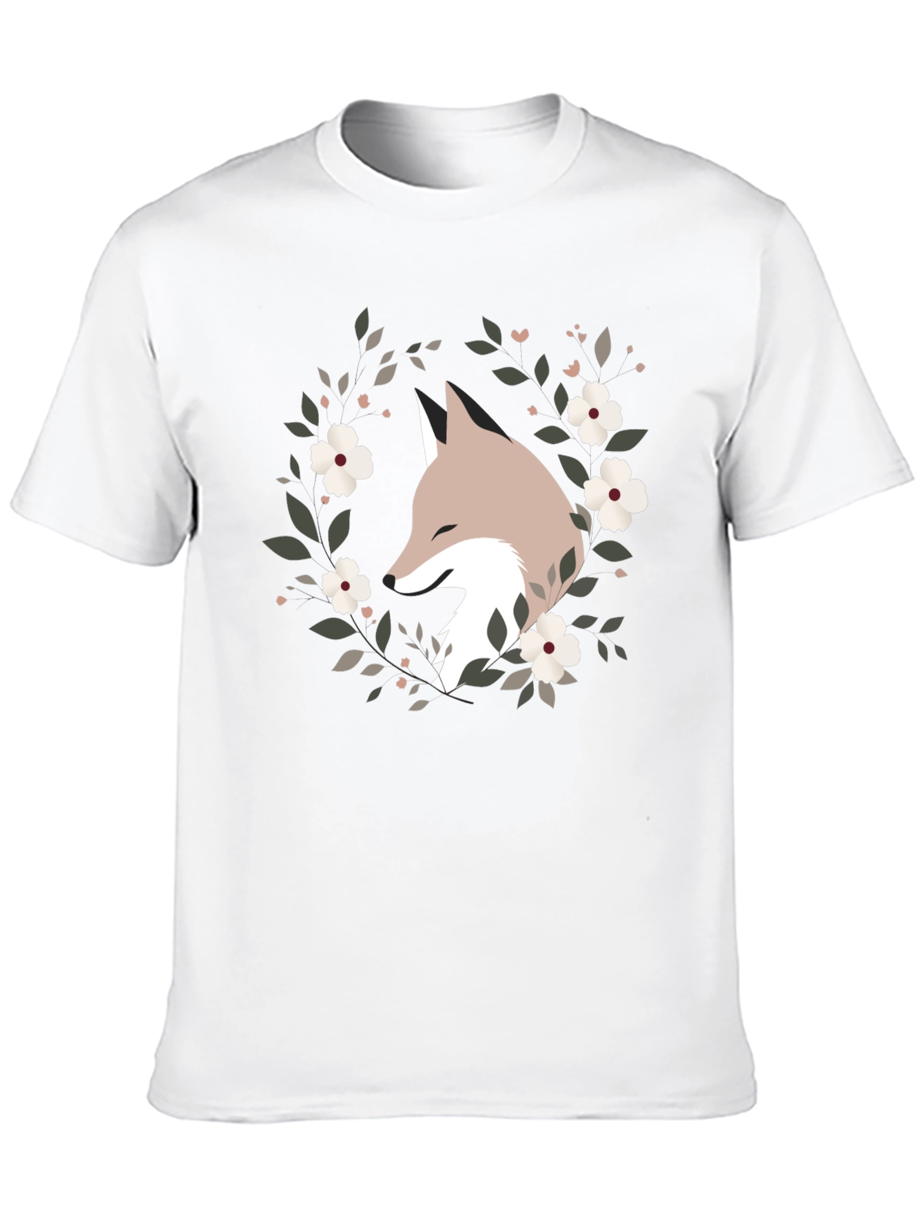 Black Fox Floral Wreath Graphic Tee - Black view 10