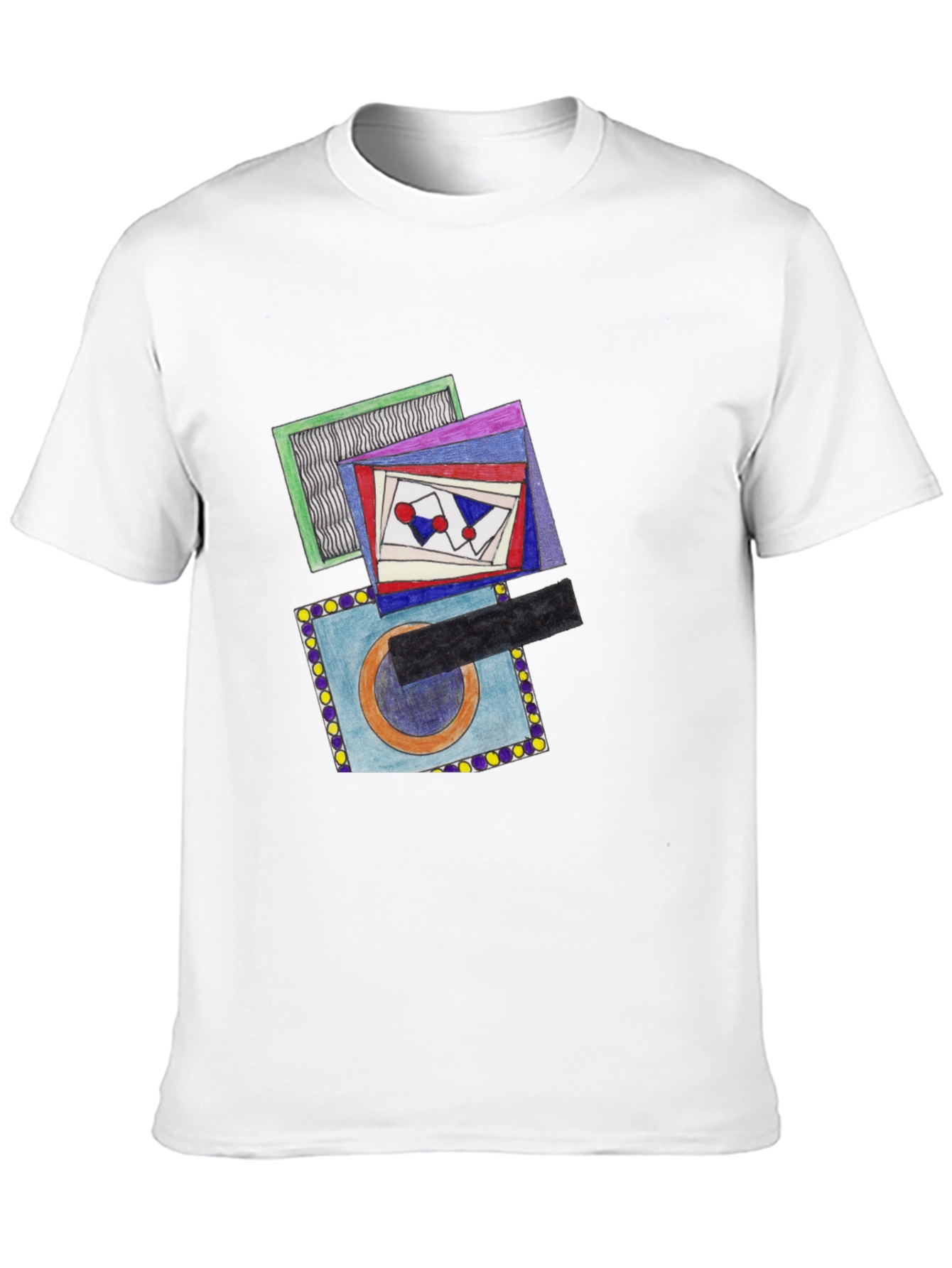 Black Abstract Design Graphic Print Crew Neck T-Shirt view 10