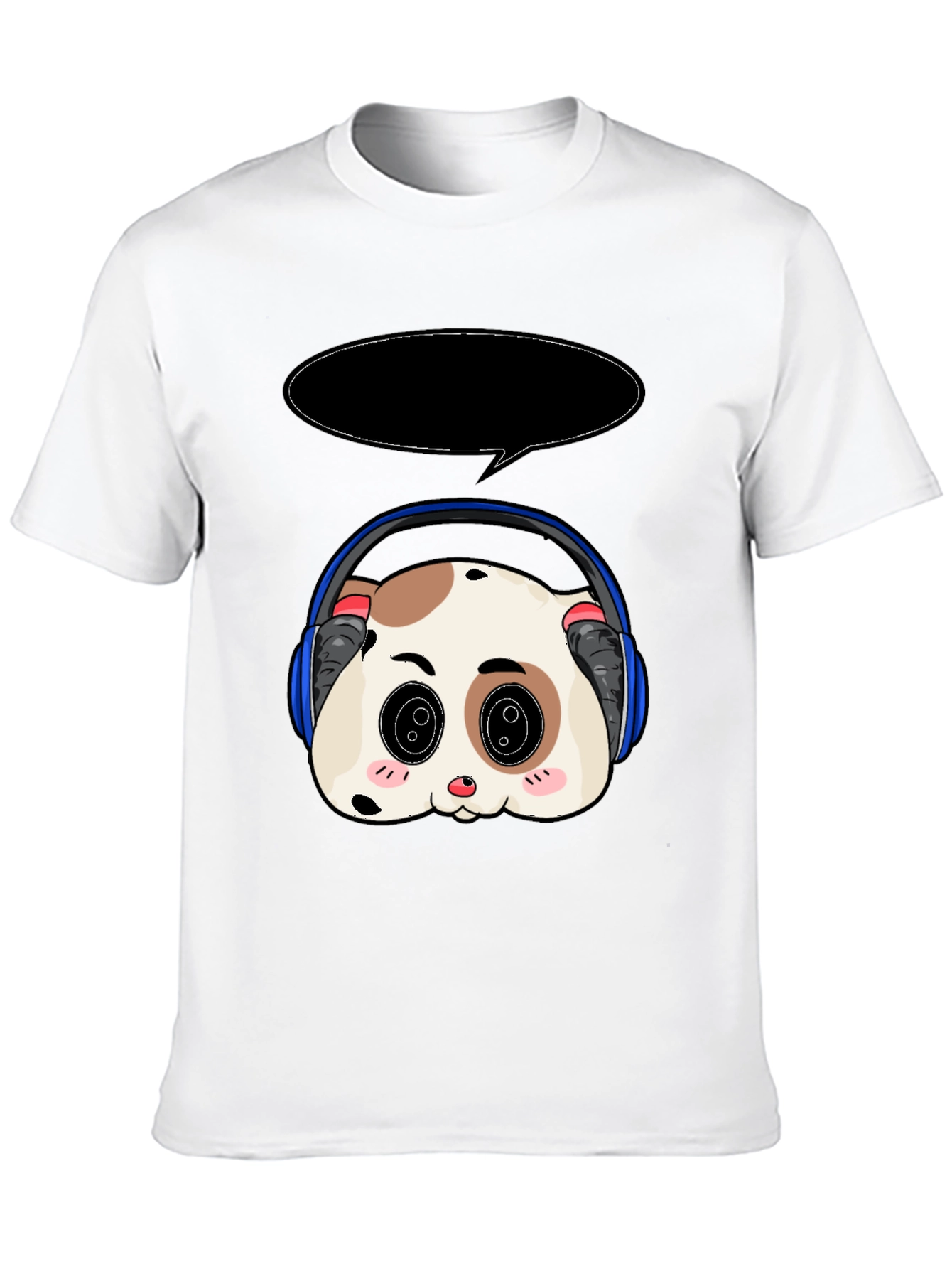 Black Cute Panda Headphone T-Shirt view 10