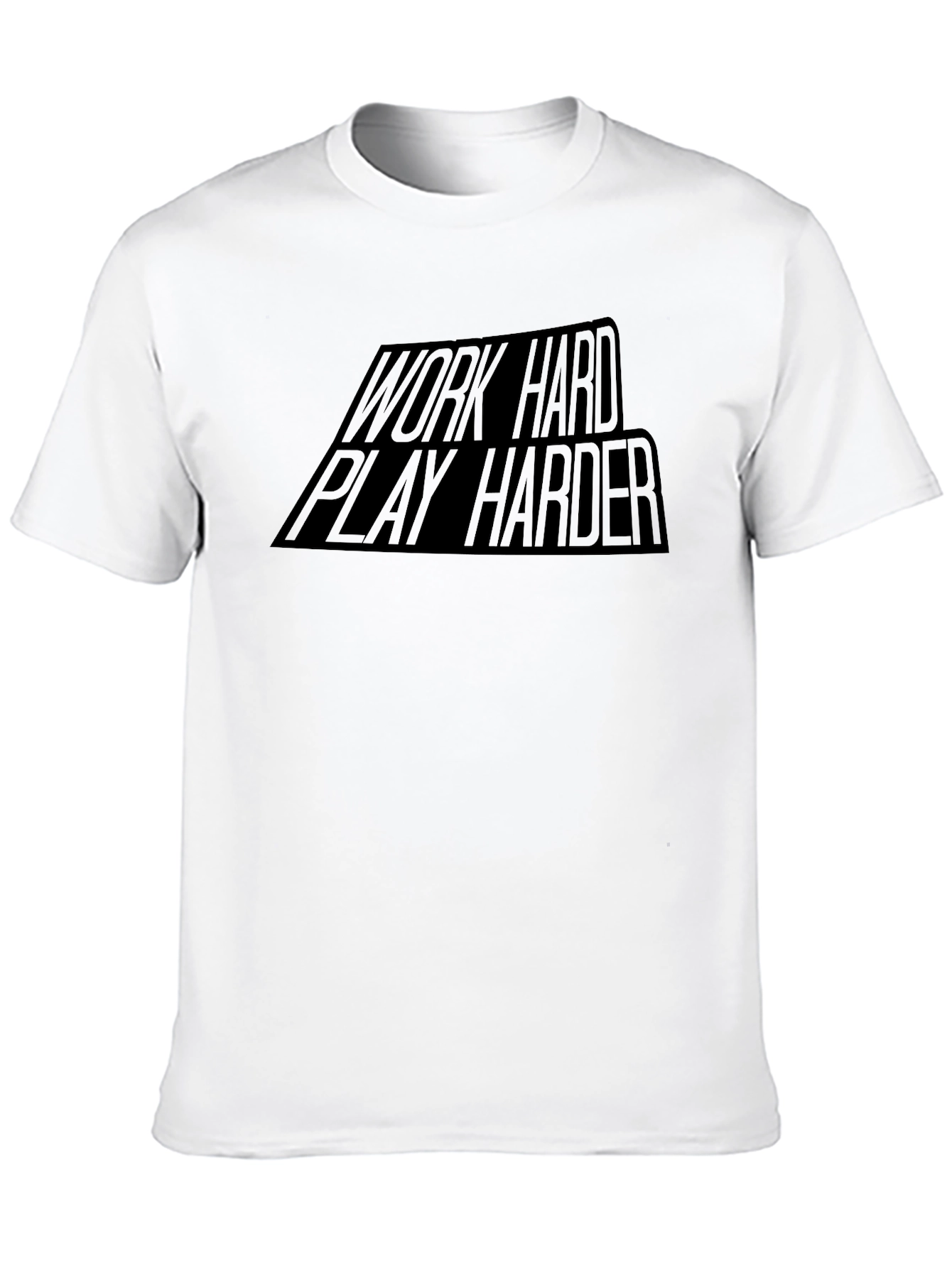 Black Work Hard Play Harder Black Graphic Tee view 10