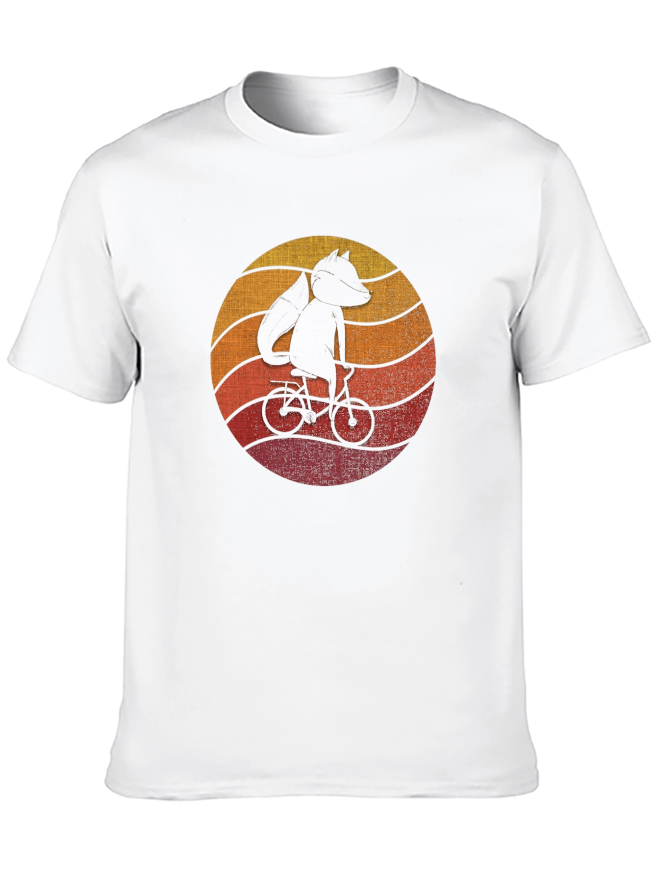 Black Fox on Bike Graphic Tee - Retro Style Black T-Shirt view 10