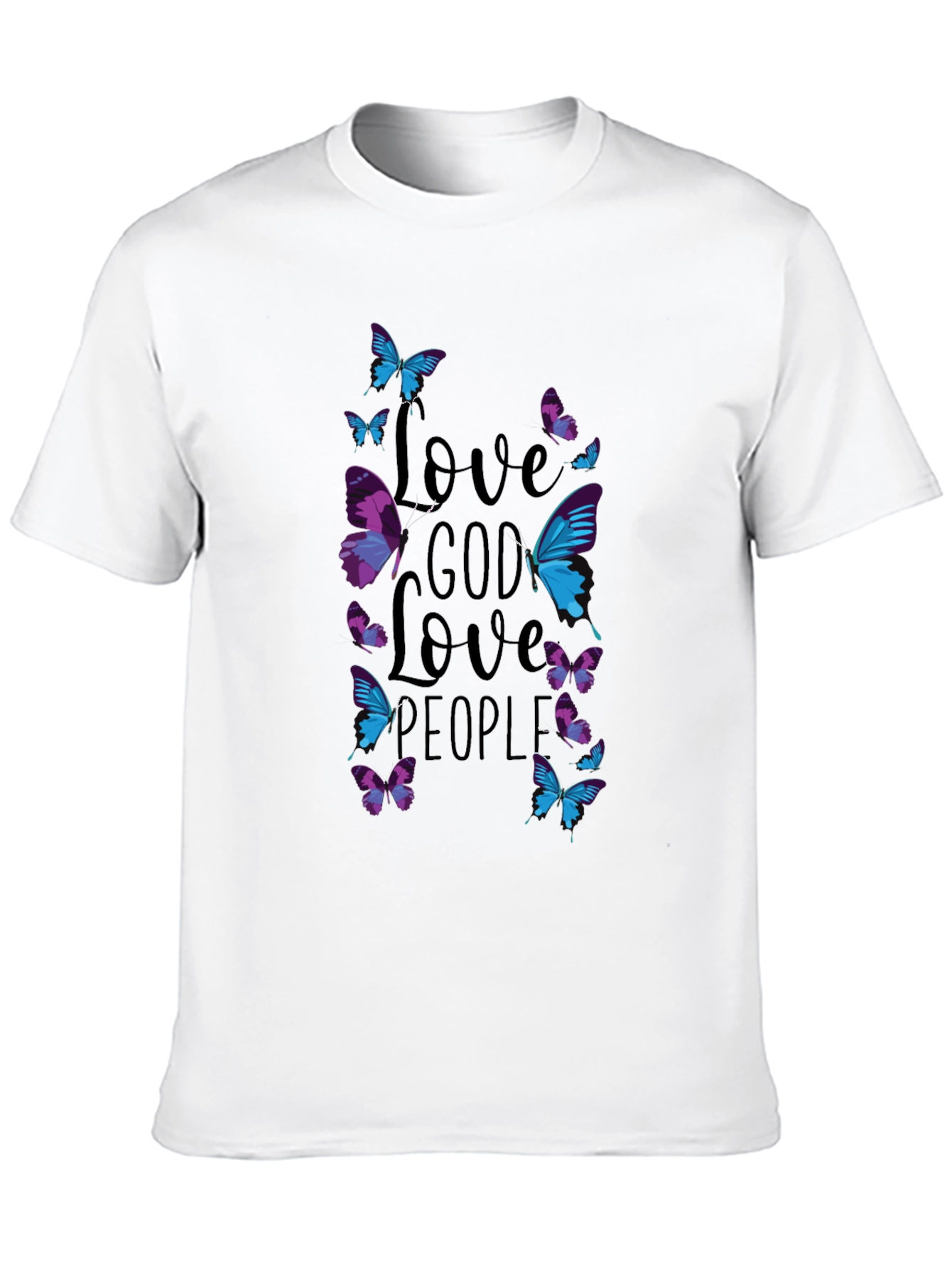 Black Love God Love People Butterfly T-Shirt view 10