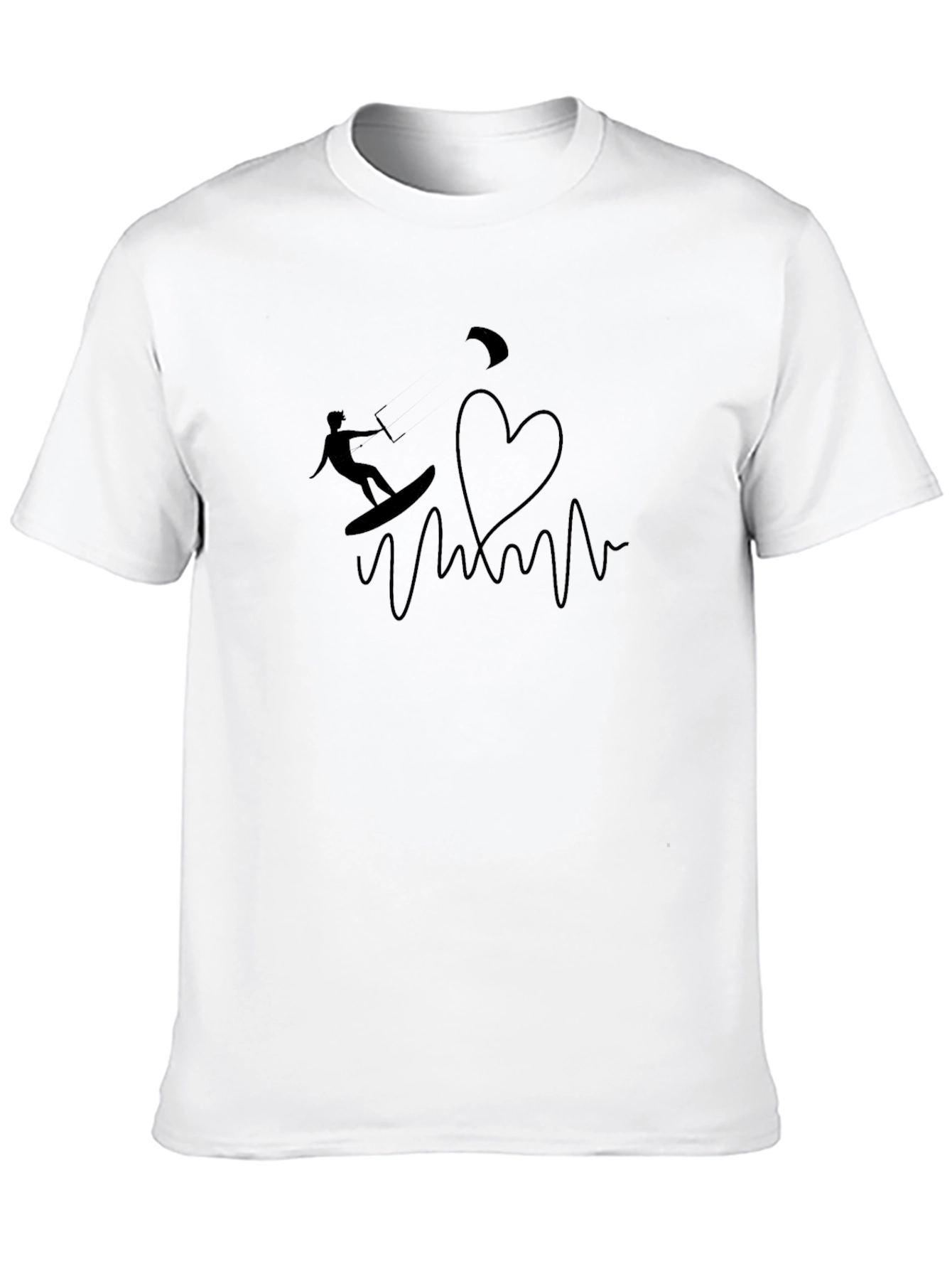Black Kite Surfing Heartbeat Graphic T-Shirt - Black view 10