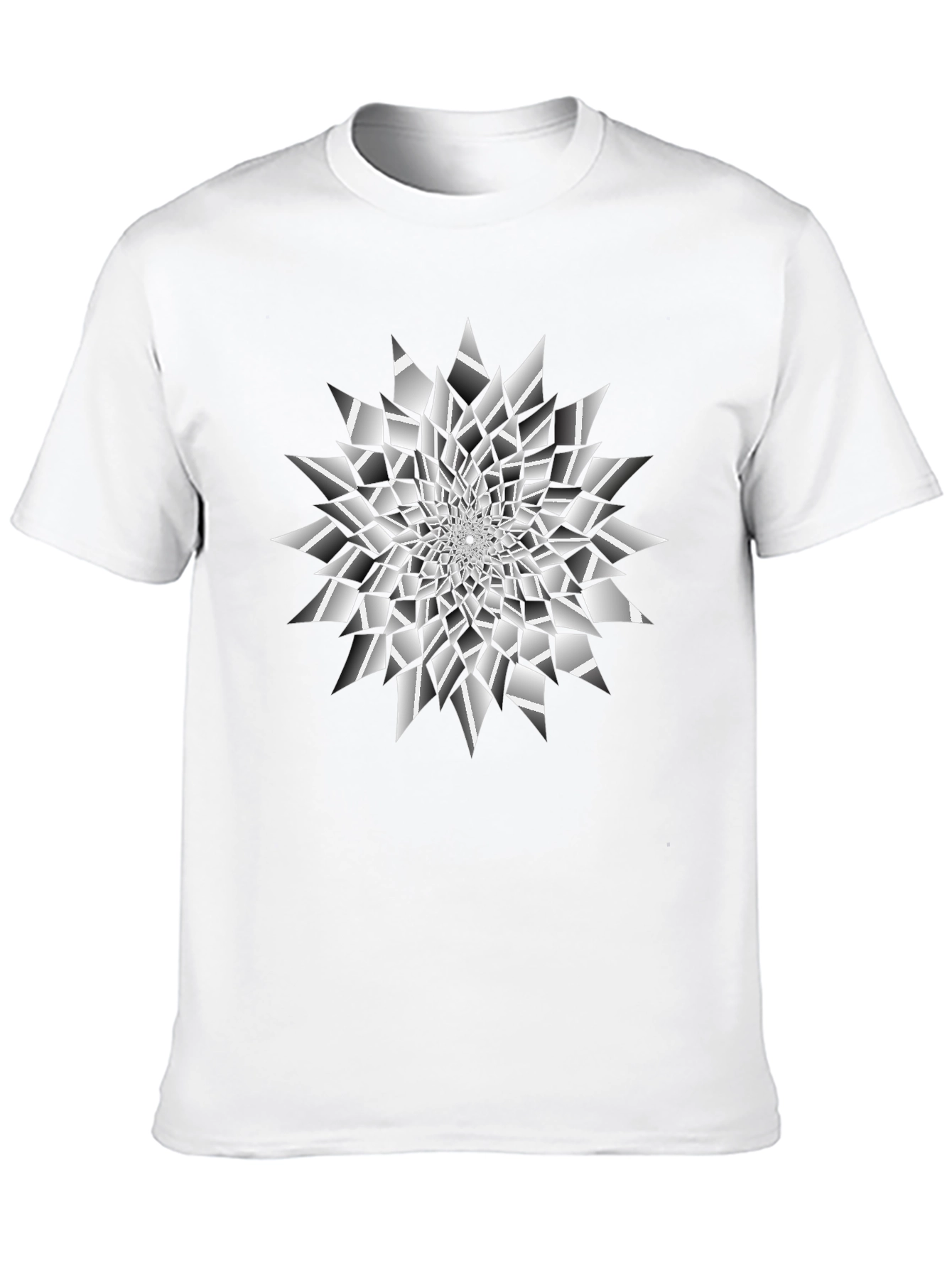 Black Abstract Geometric Illusion Print Black T-Shirt view 10