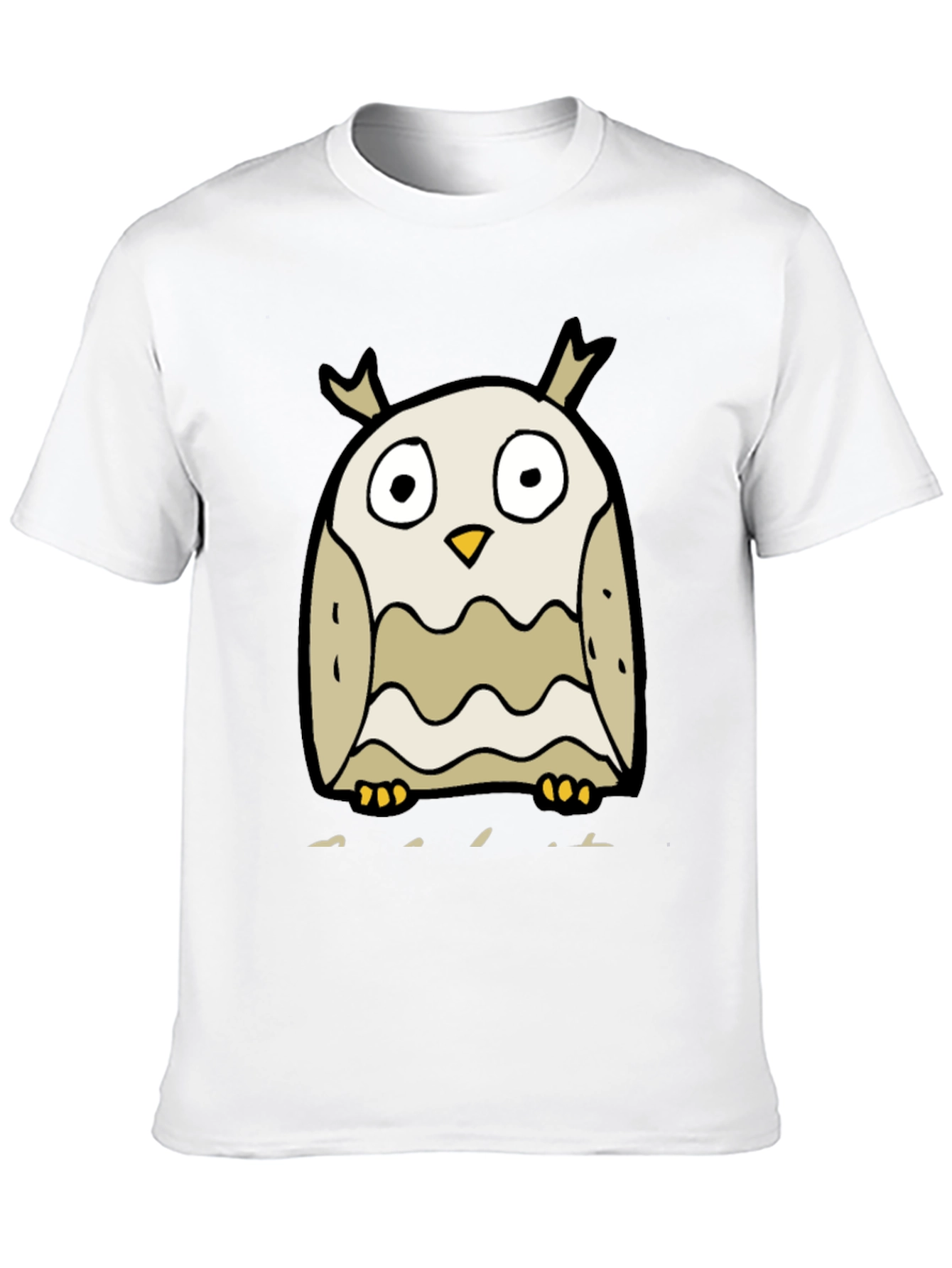 Cartoon Owl Graphic Tee - Black Cotton Blend - 10