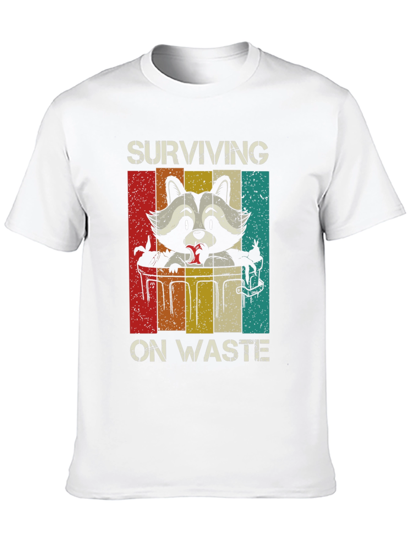 Black Surviving on Waste Raccoon Graphic Tee view 10