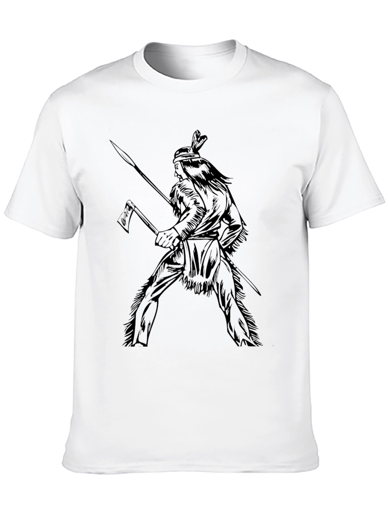 Black Native American Warrior Graphic T-Shirt - Black view 10
