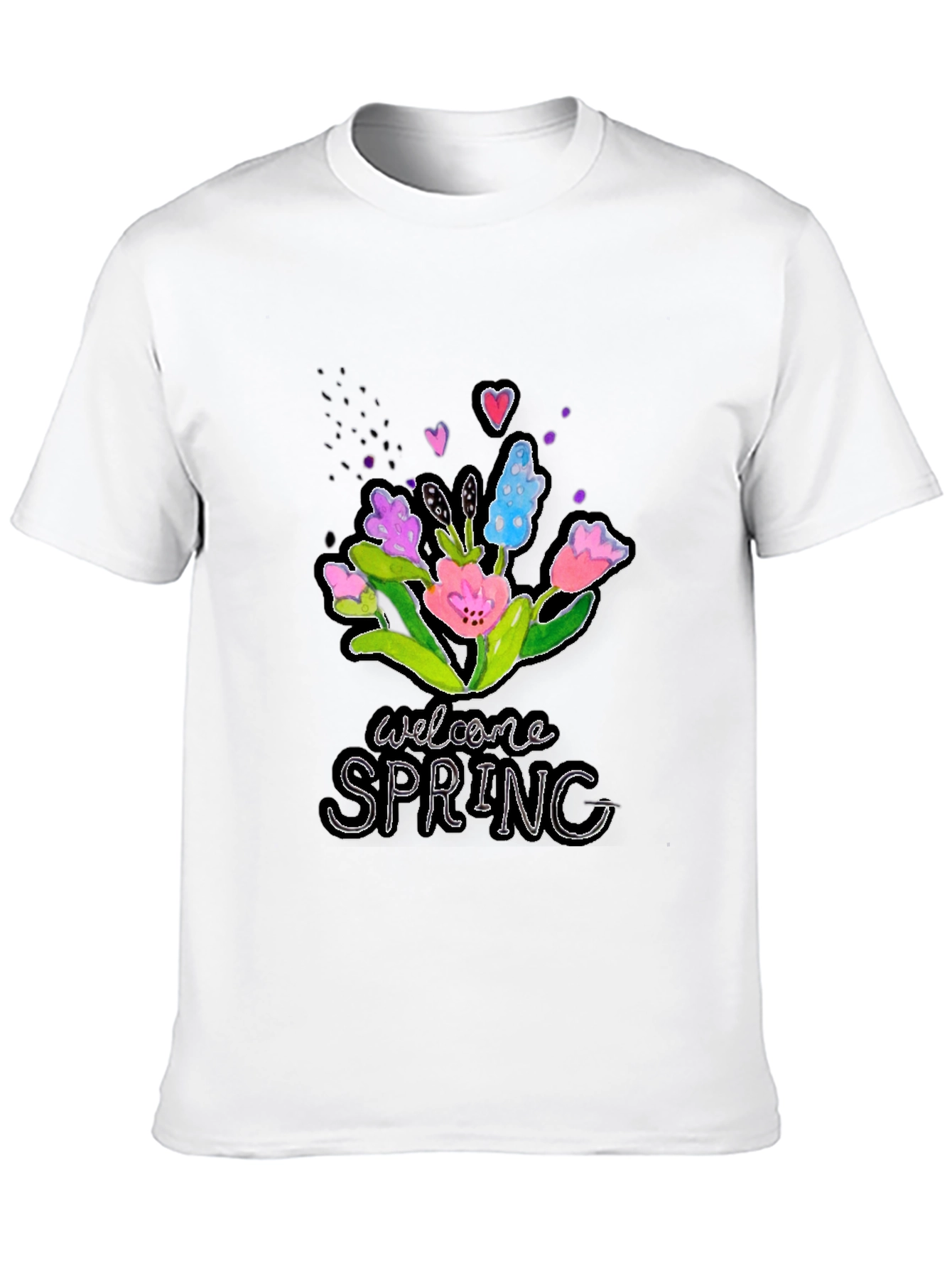 Black Welcome Spring Floral Graphic T-Shirt view 10