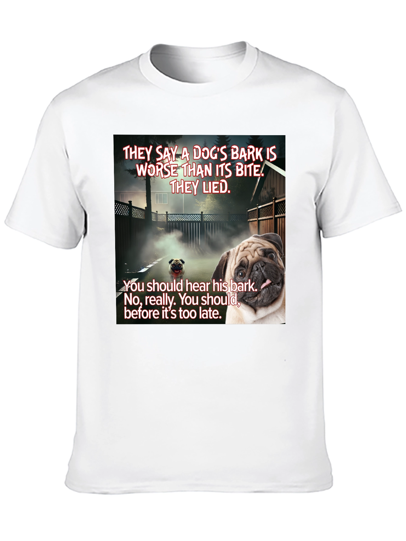 Black Dog's Bark Pug Graphic T-Shirt view 10