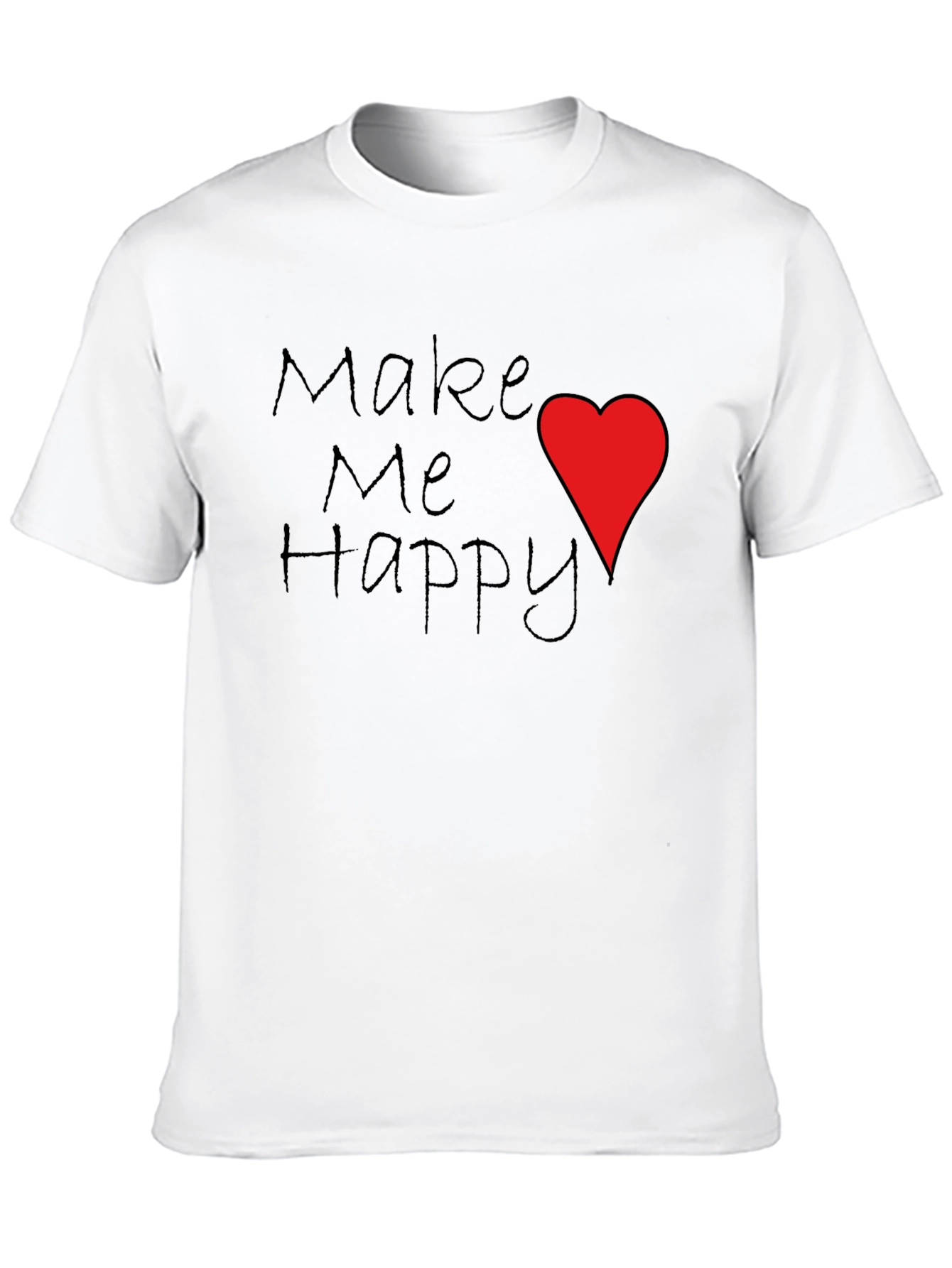 Black Make Me Happy T-Shirt Red Heart Black Tee view 10