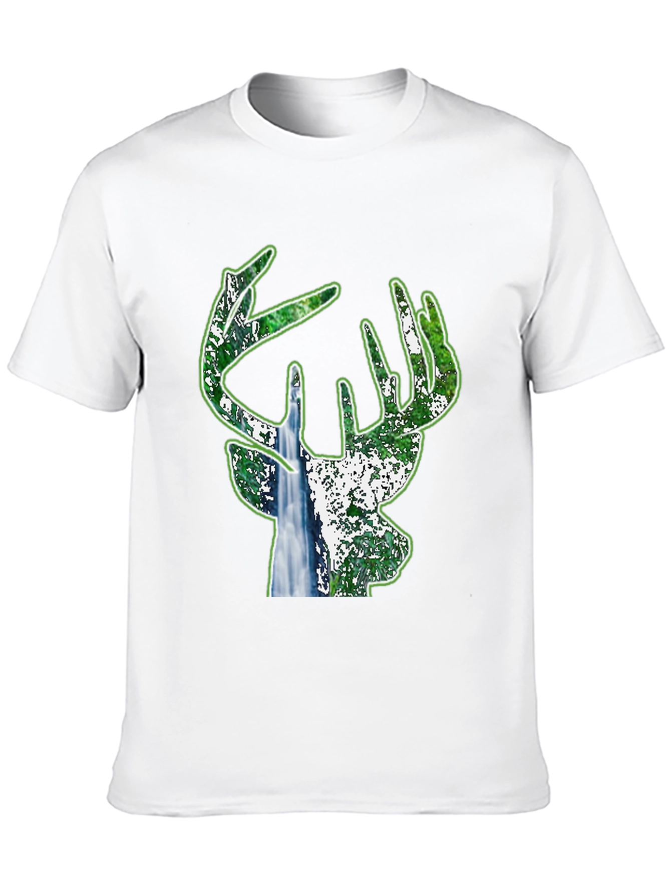 Black Deer Silhouette Nature T-Shirt - Black view 10