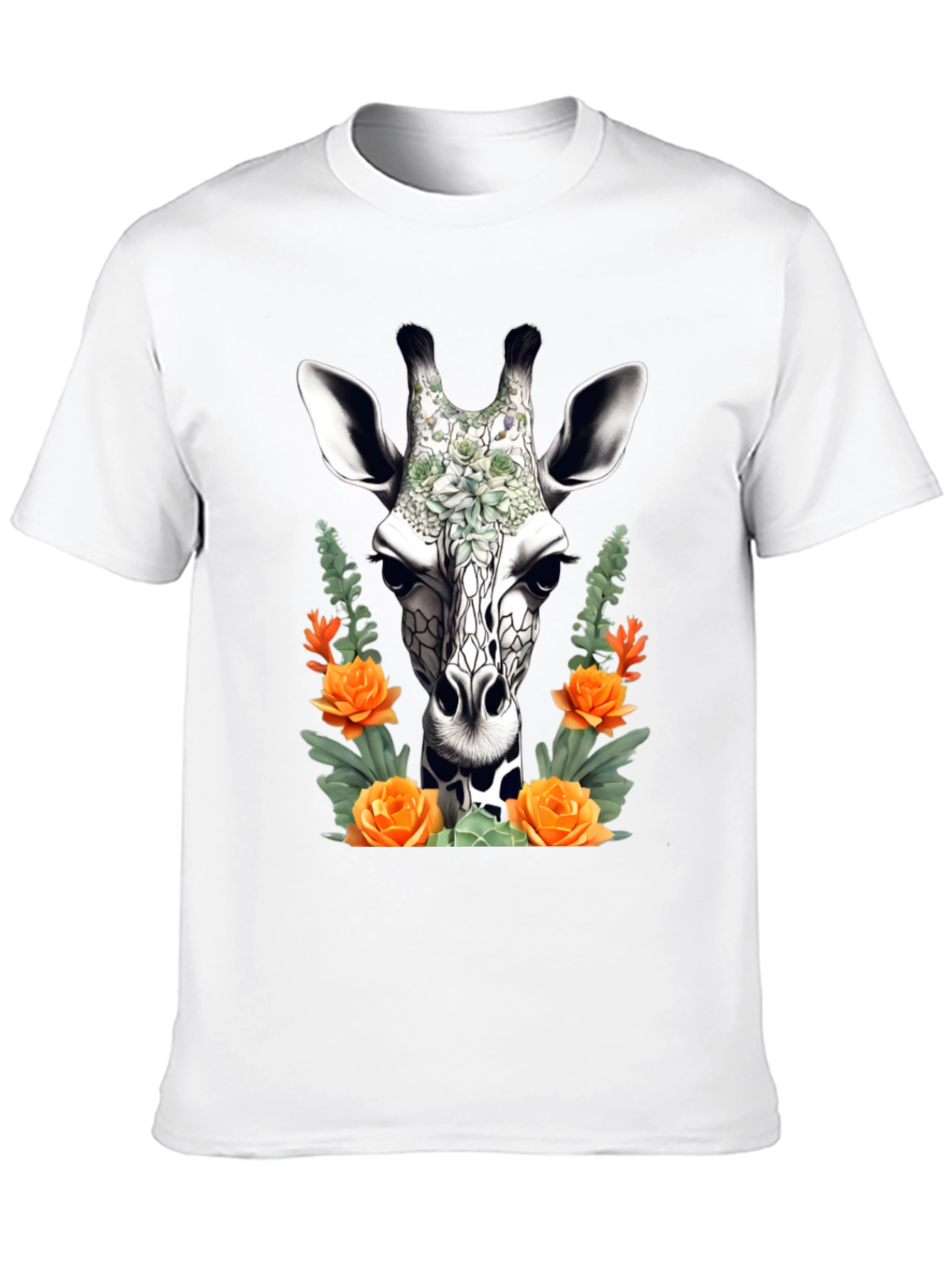 Black Floral Giraffe T-Shirt - Unique Animal Graphic Tee view 10
