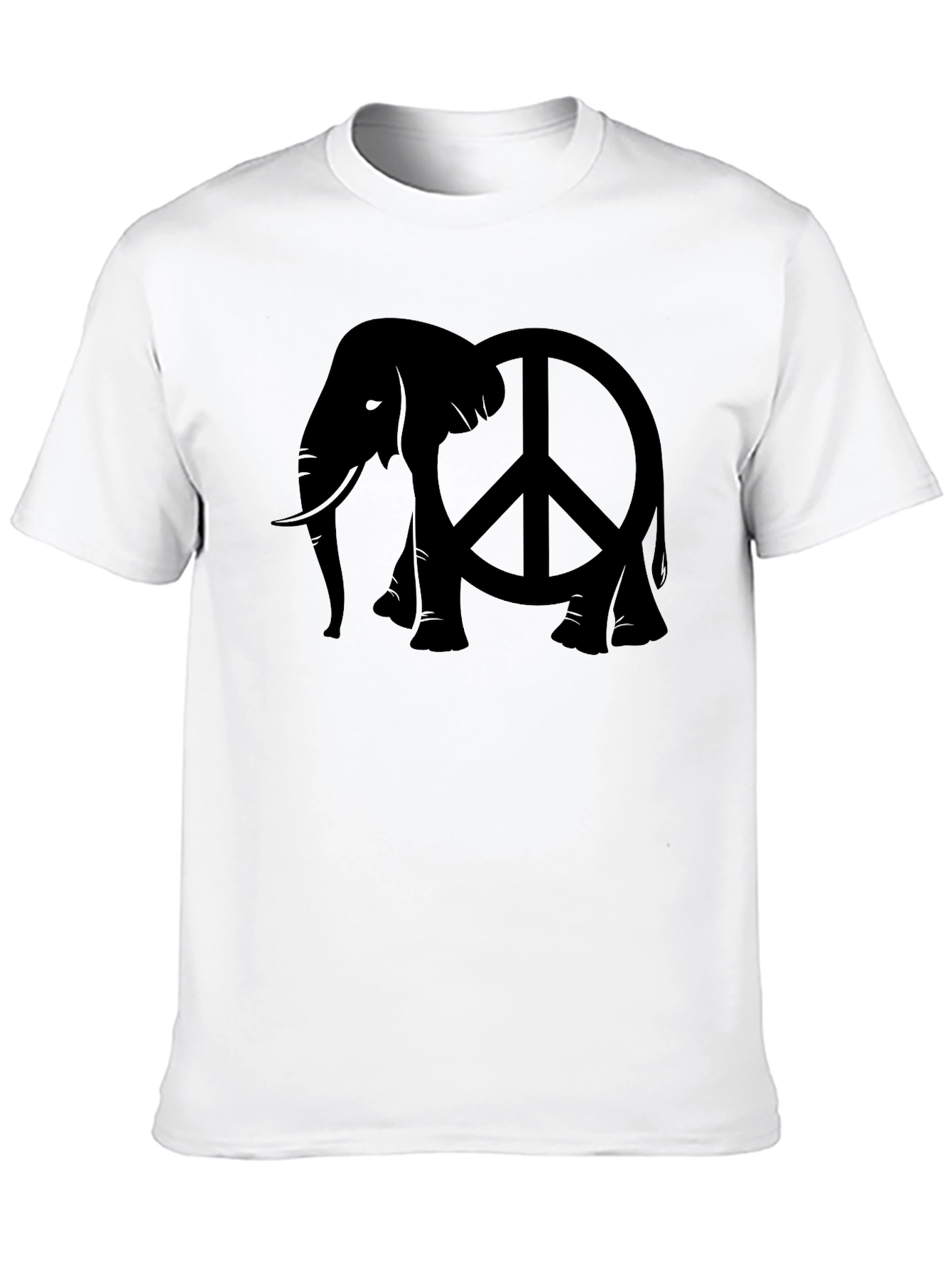 Black Elephant Peace Sign Black T-Shirt view 10
