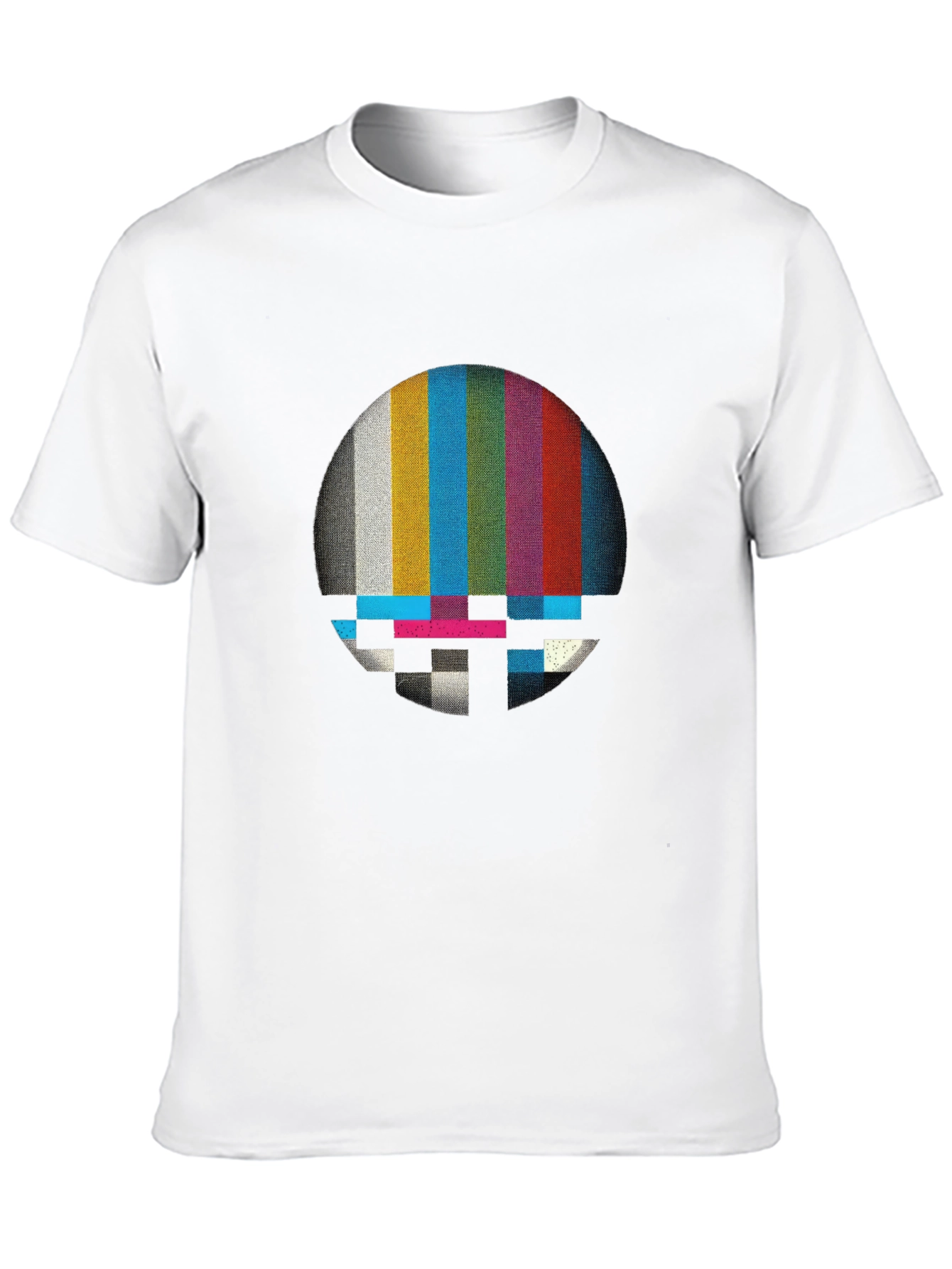 Black Retro Glitch T-Shirt - Vintage TV Test Pattern view 10