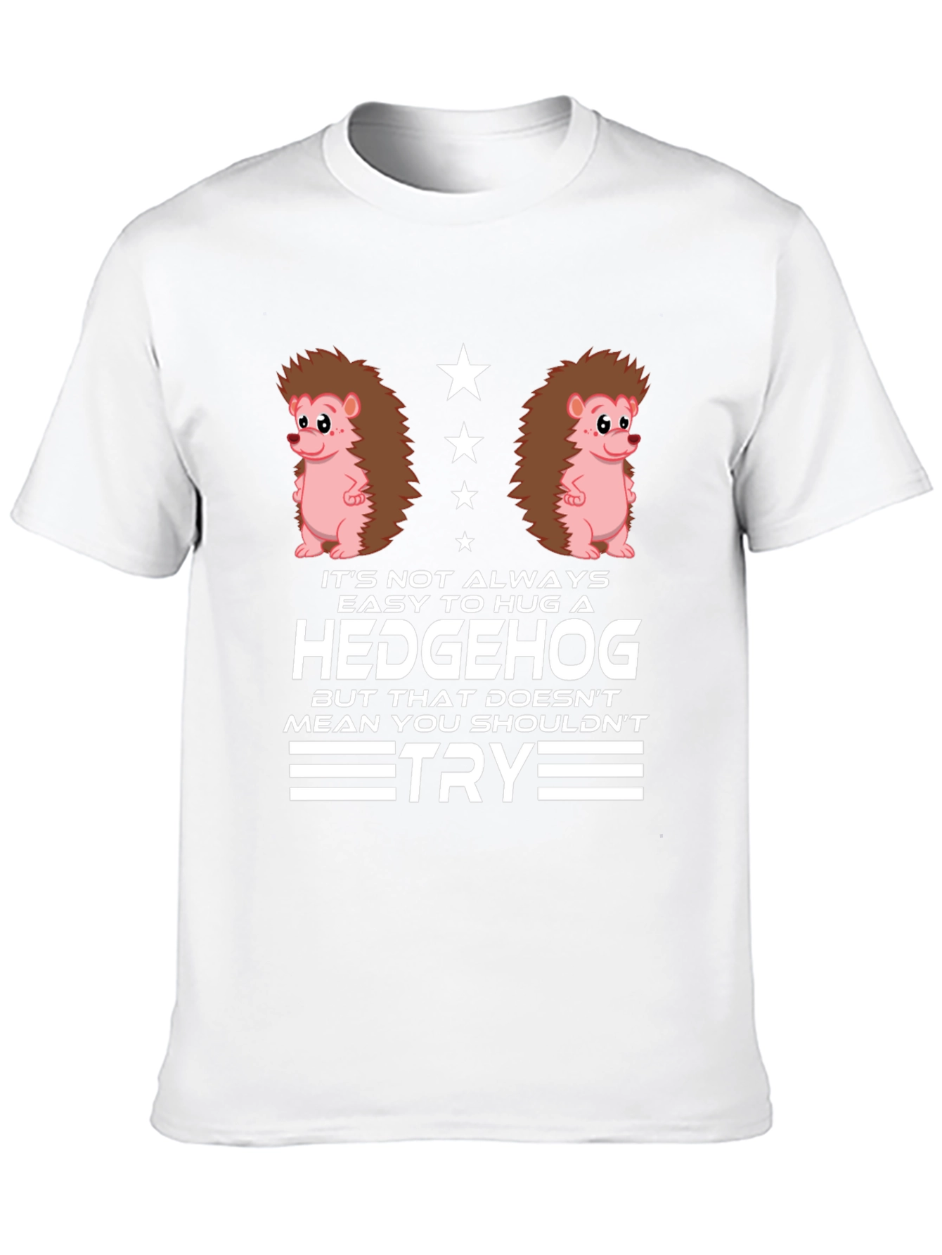 Black Hedgehog Hug Graphic T-Shirt - Funny Animal Tee view 10