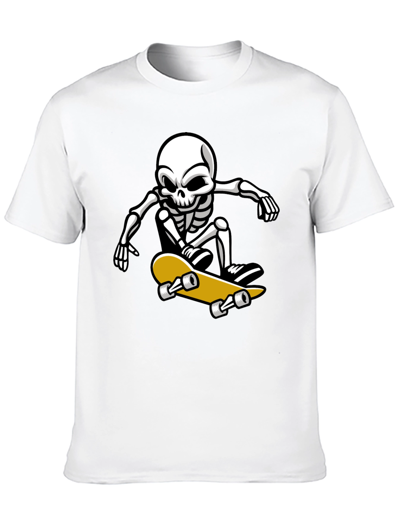 Black Cool Skeleton Skateboarder Graphic T-Shirt view 10