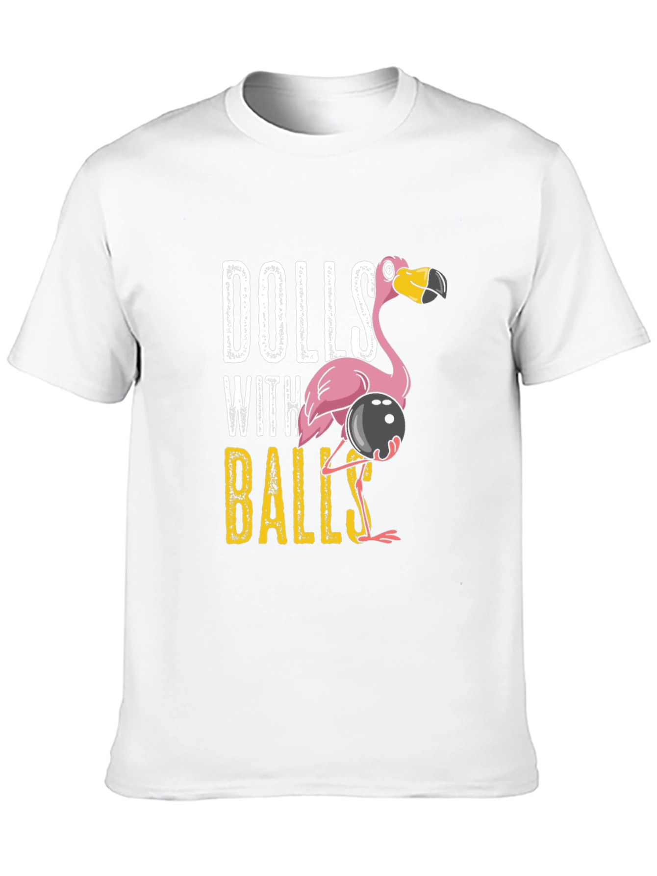 Black Dolls With Balls Flamingo Bowling Graphic T-Shirt view 10