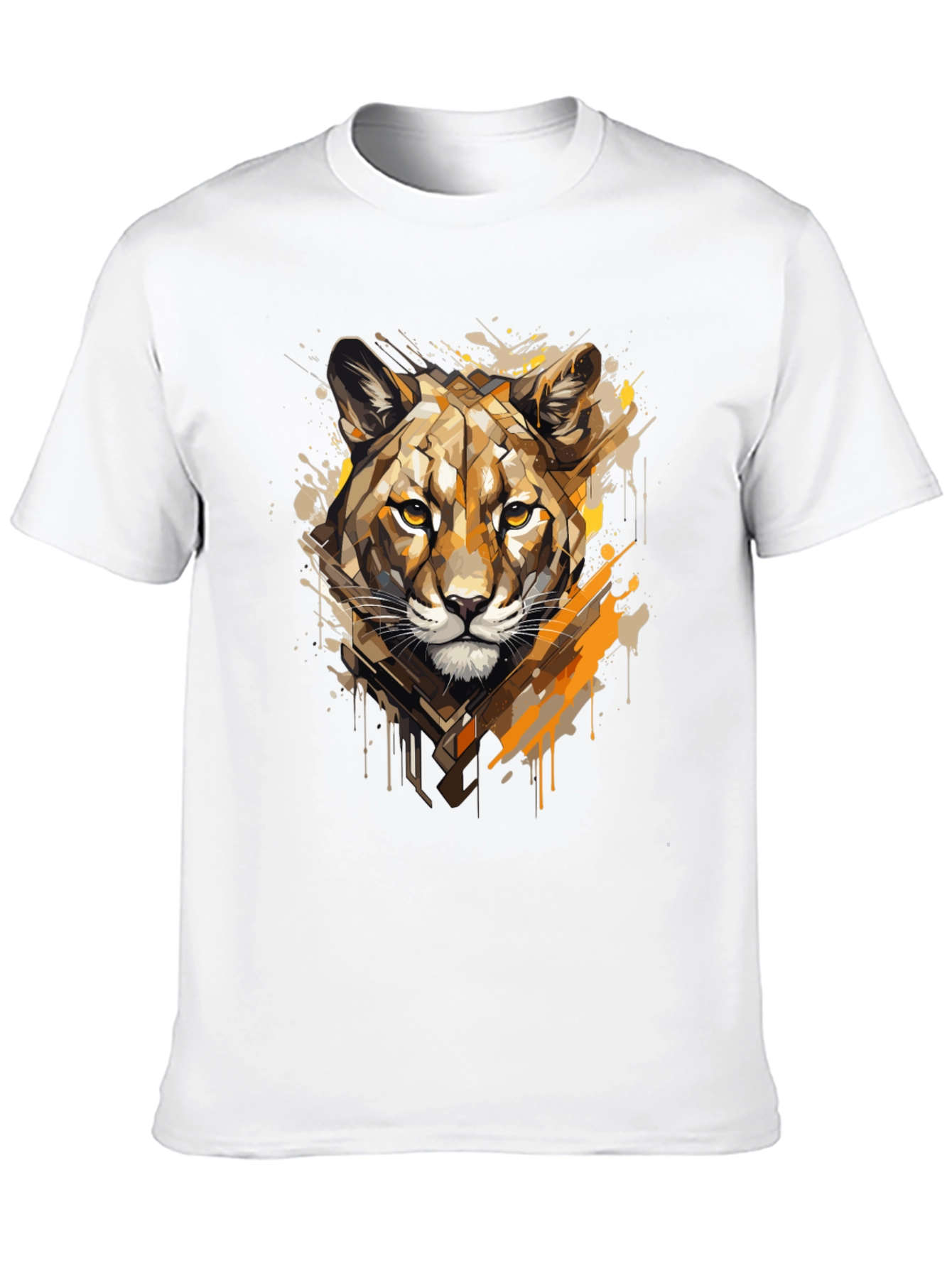 Black Abstract Geometric Puma Graphic Tee - Black view 10