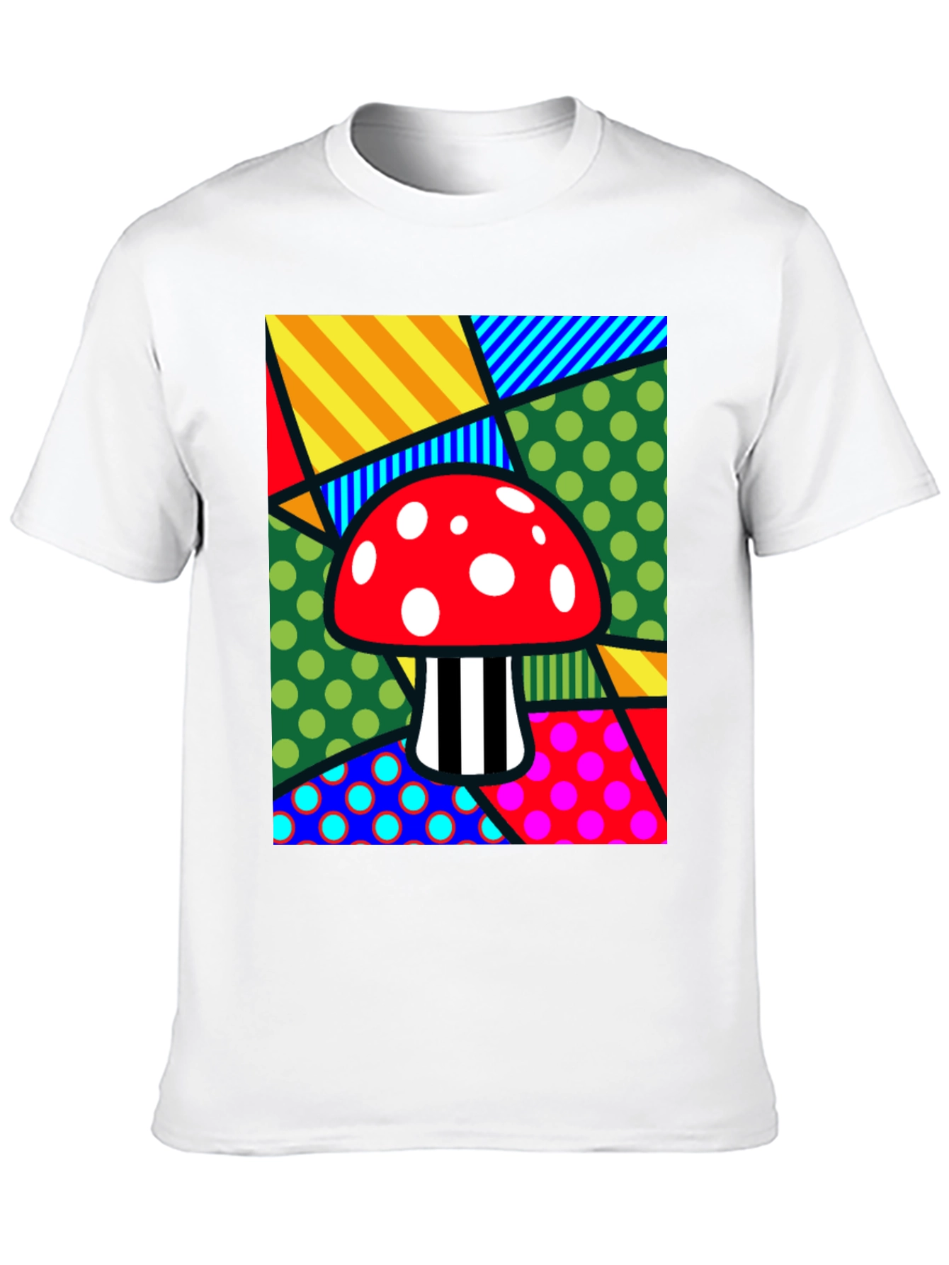 Black Funky Mushroom T-Shirt - Abstract Pop Art Design view 10