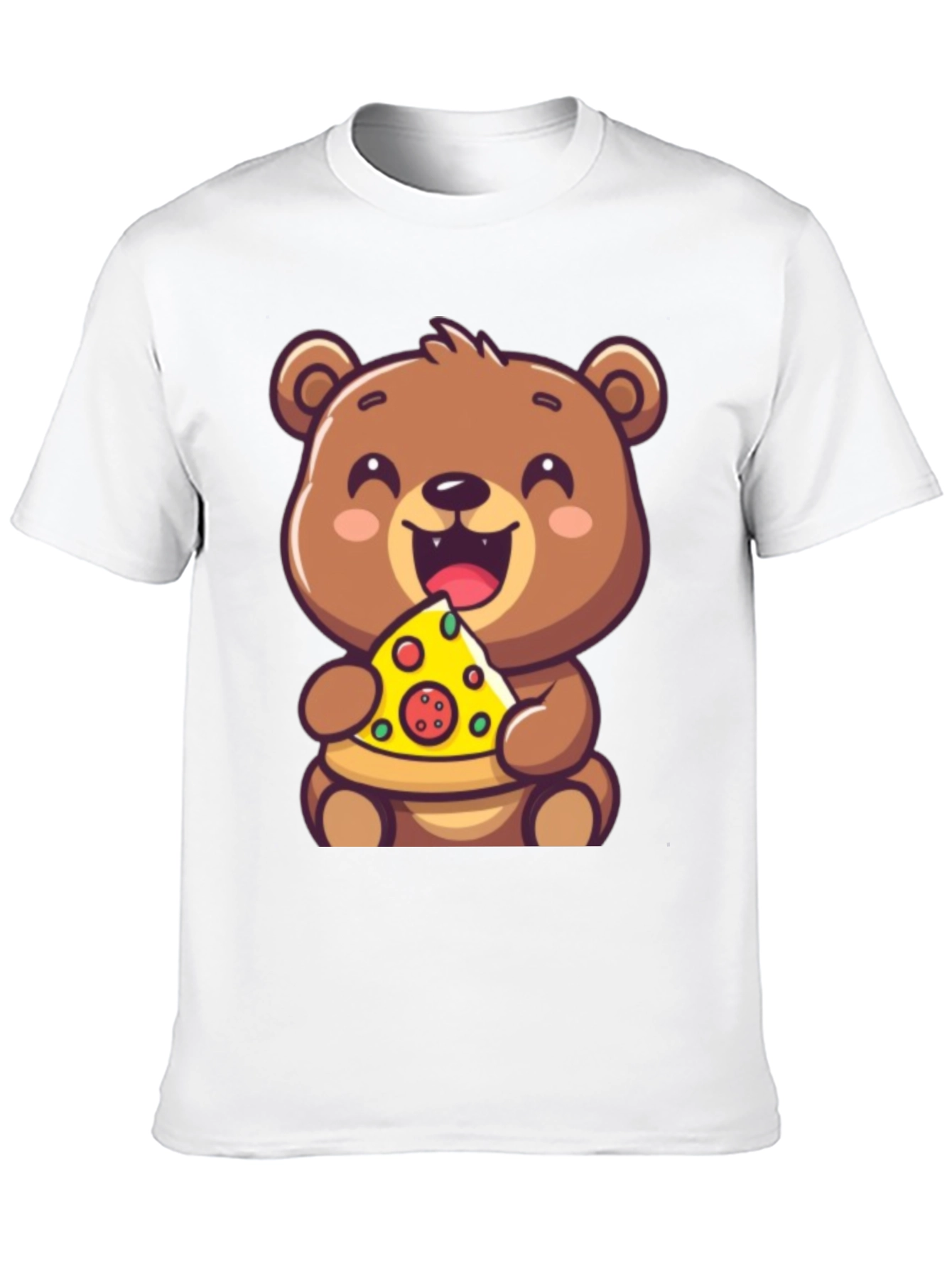 Black Cute Bear Eating Pizza Graphic Tee - Fun & Playful view 10