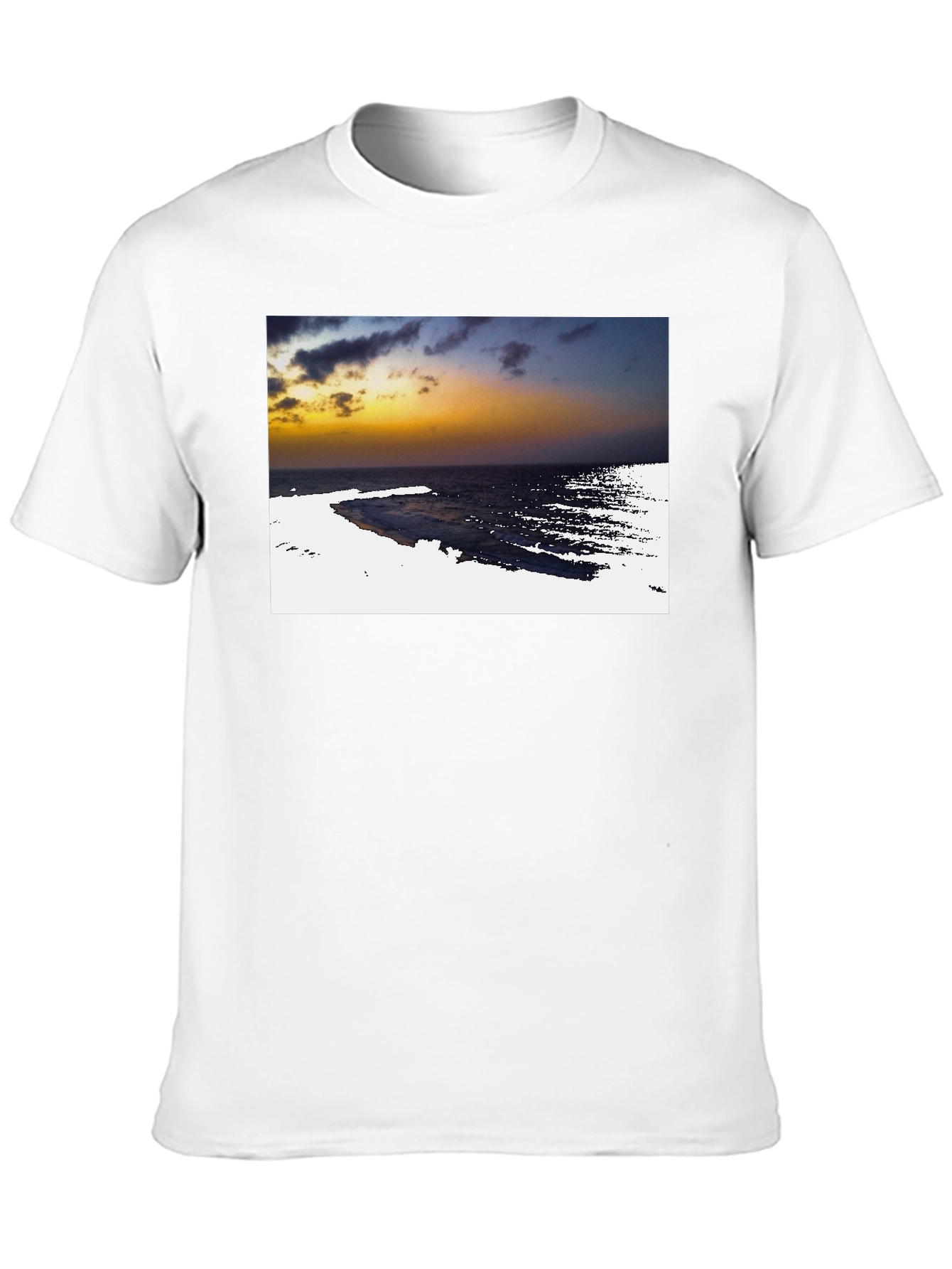 Black Ocean Sunset Graphic Tee - Black Cotton T-Shirt view 10