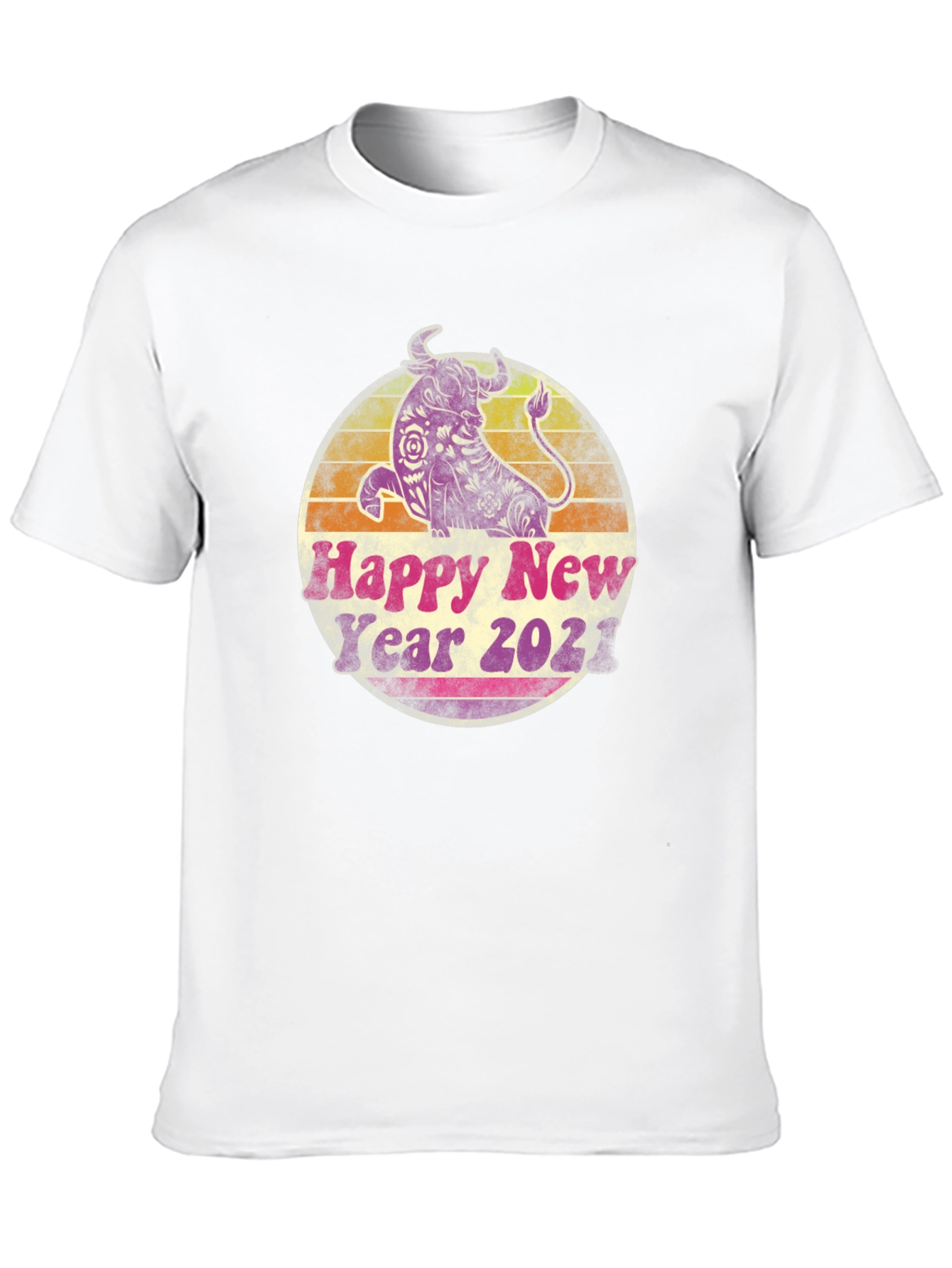 Black Happy New Year 2021 Bull Graphic Tee view 10