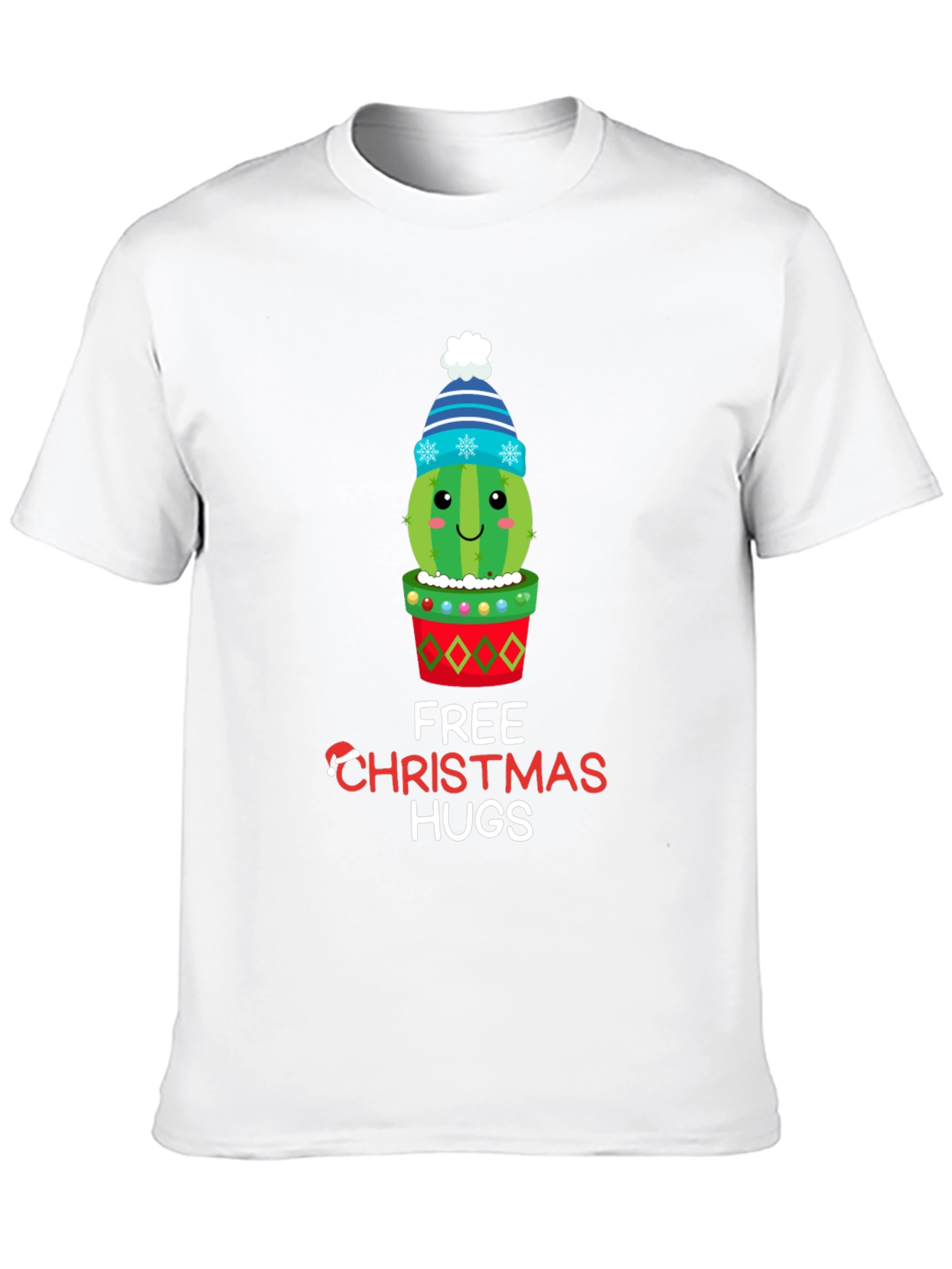 Black Festive Cactus Christmas Hugs T-Shirt view 10