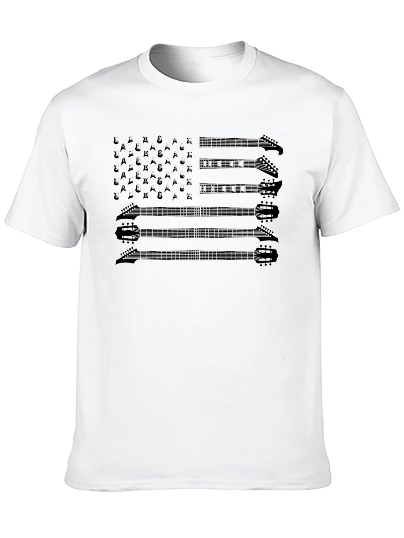 Black Guitar American Flag Graphic T-Shirt view 10
