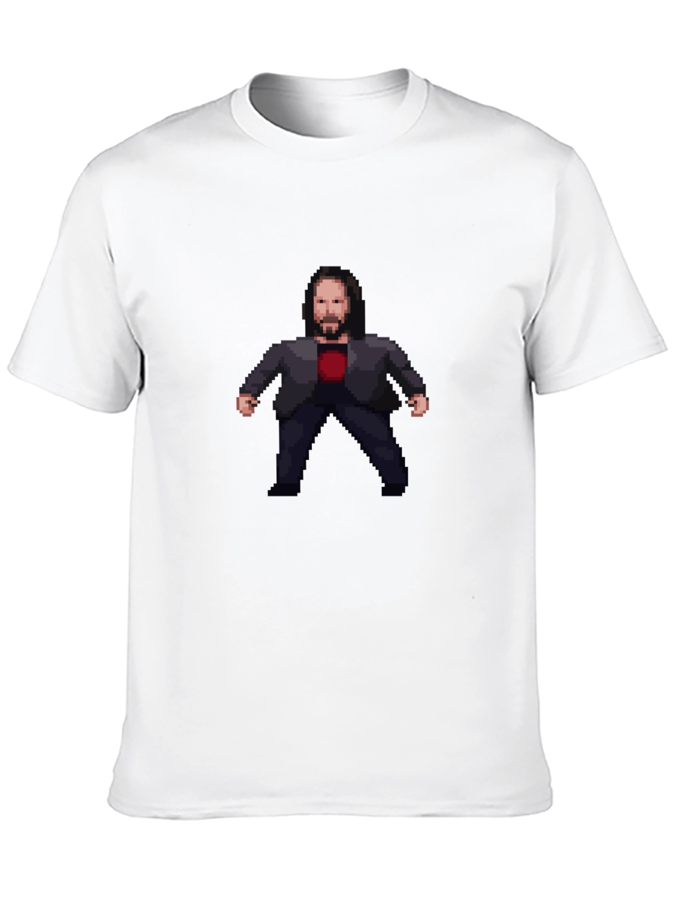Black Pixel Art John Wick Inspired Black T-Shirt view 10